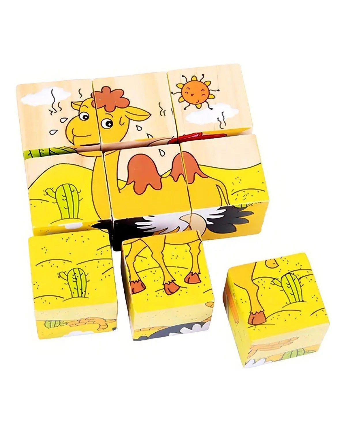 Rompecabezas 3D de Madera para Niños: Animales, 9 Piezas-3
