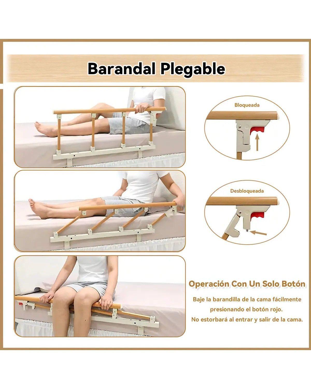 Baranda de Cama Plegable para Adulto Mayor 94 cm de Largo-1