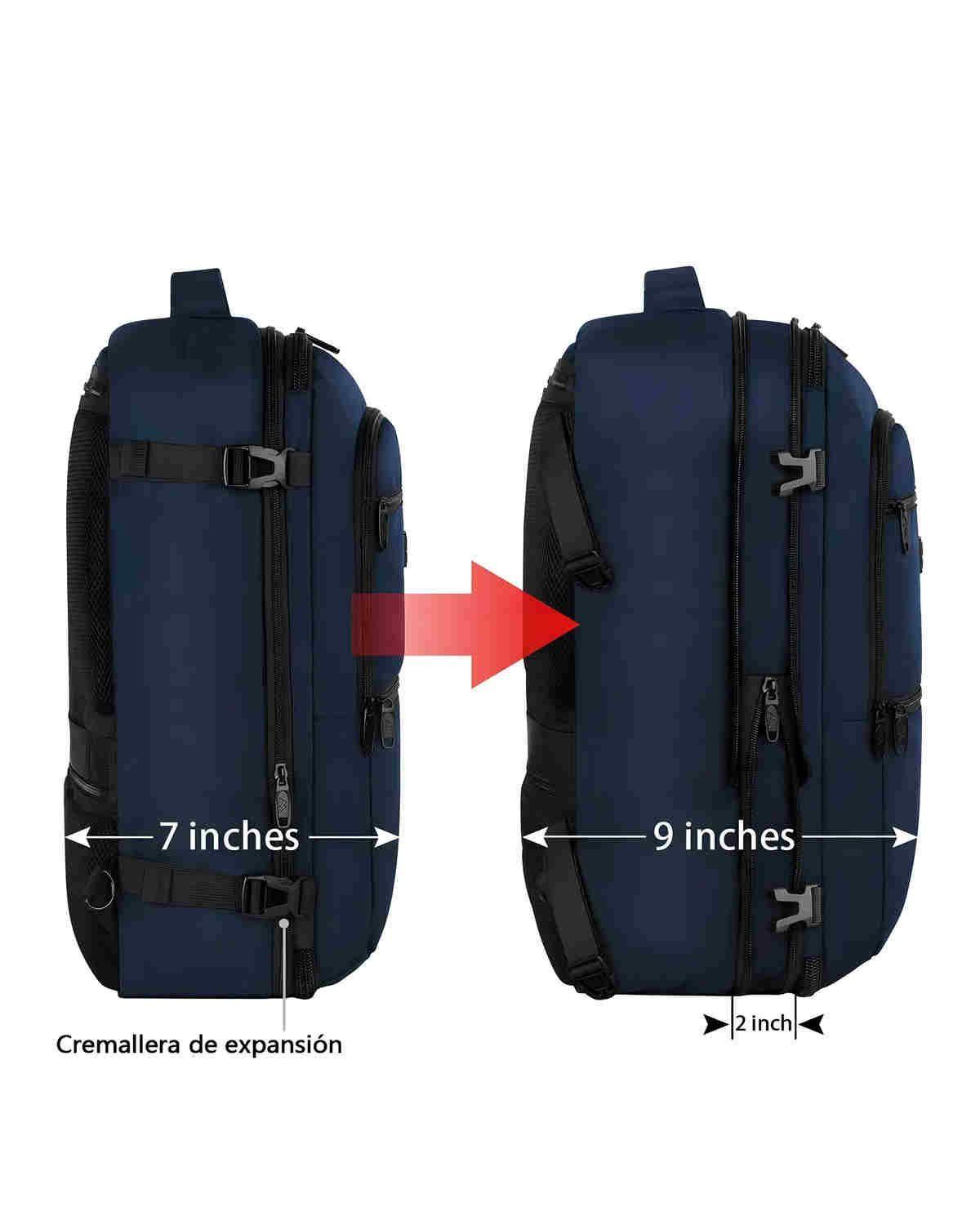 Mochila De Viaje Expandible 40l Gran Capacidad Mochilas Hombre Viaje AZUL-2
