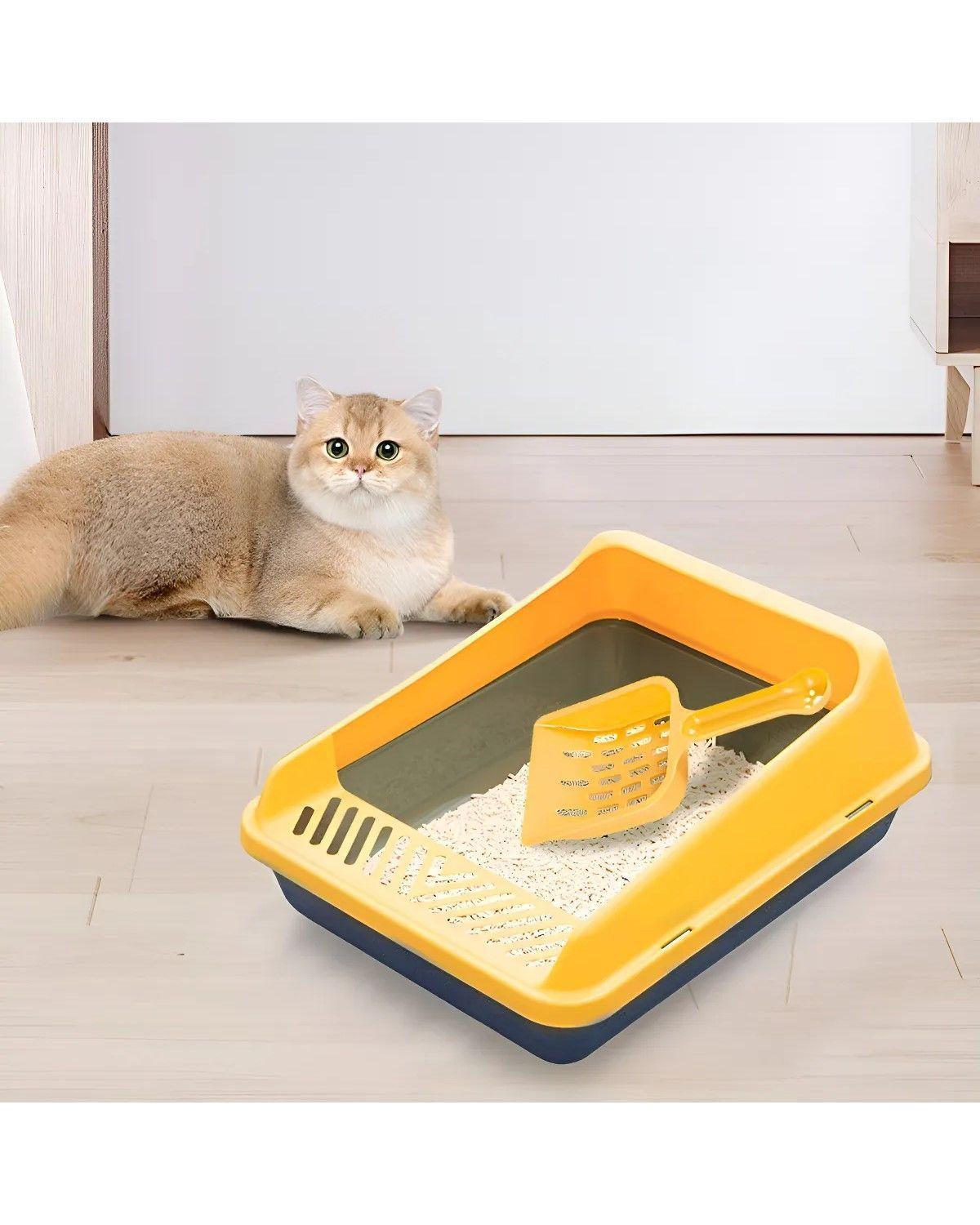 Arenero Para Gato Higiene Gatos Caja De Arena Para Gatos Color Amarillo Azul-2