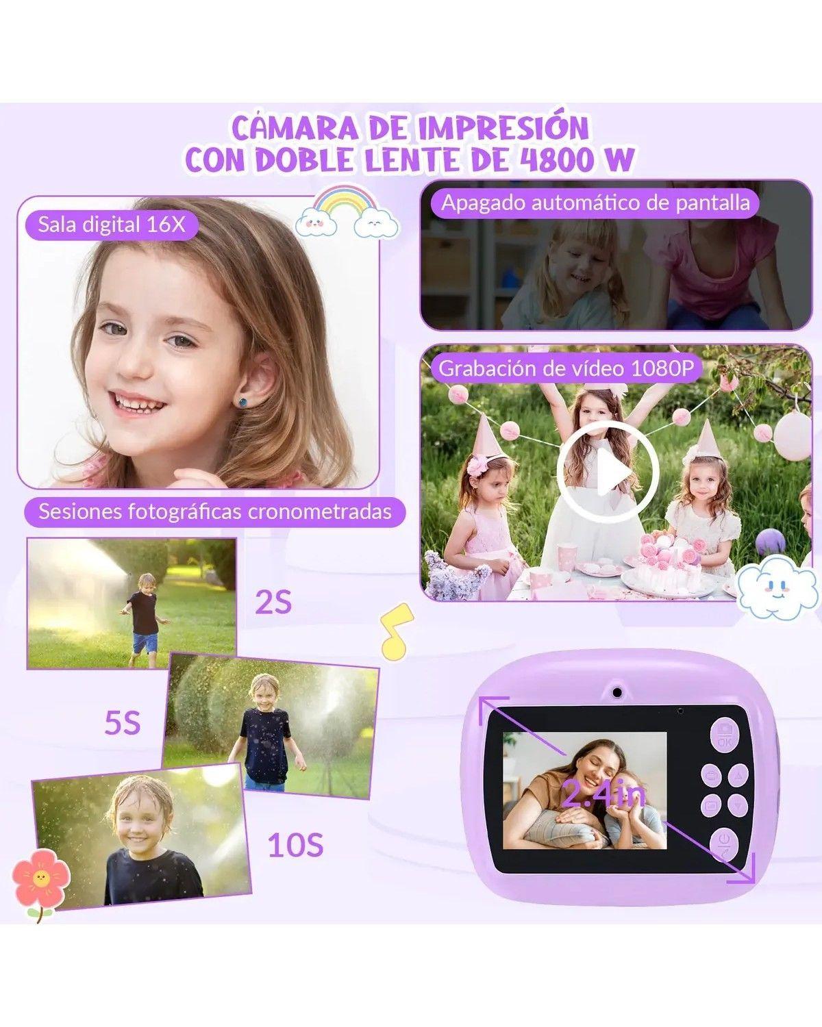 Cámara Instantánea Infantil Con Memoria Y Rollos Incluidos-1