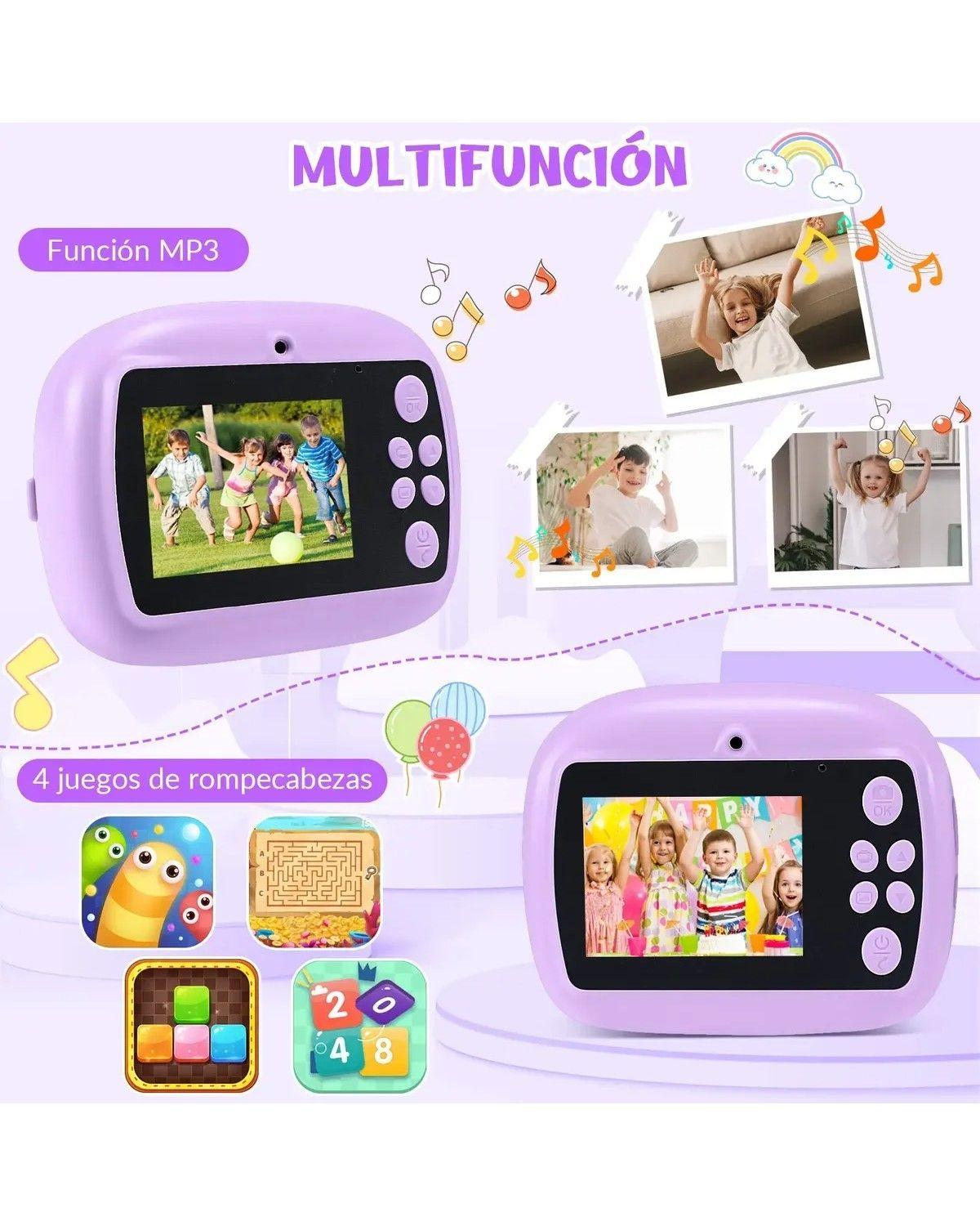 Cámara Instantánea Infantil Con Memoria Y Rollos Incluidos-3