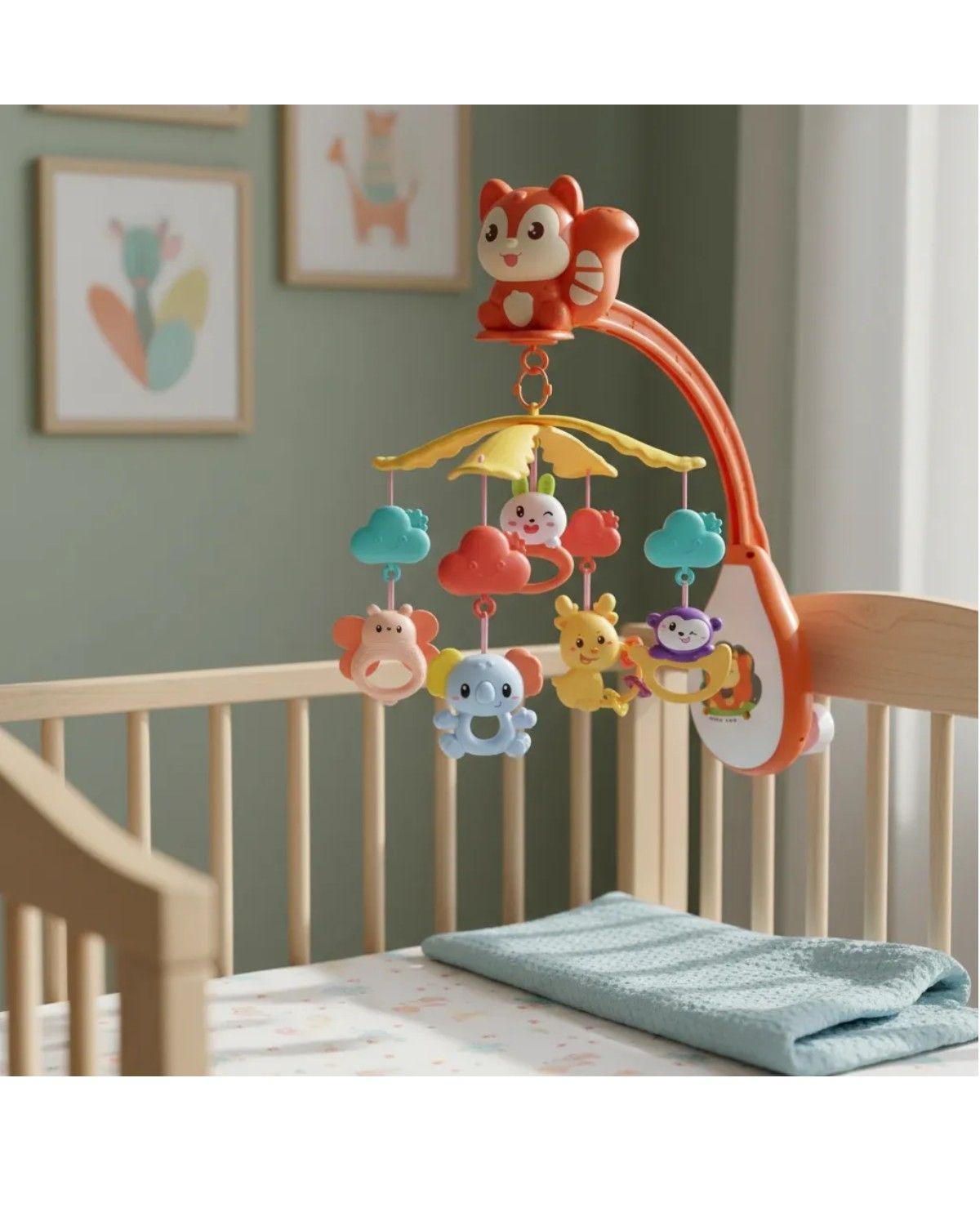 Movil Musical Para Bebe Con Diseño Ardilla Sonido-4