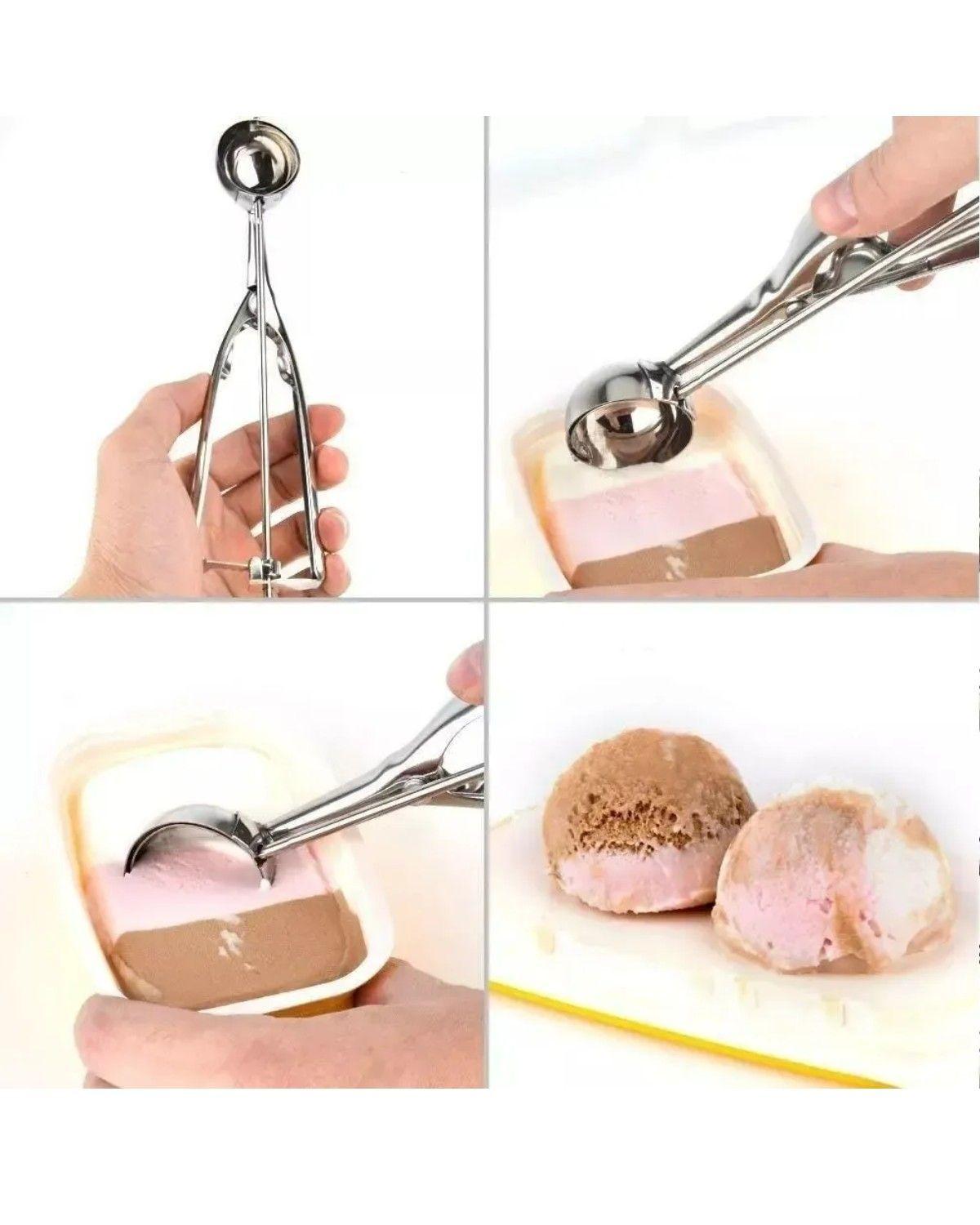 Pack X3 Cucharas Helado Cuchara Helado Cuchara De Helado 4cm Plateado-2