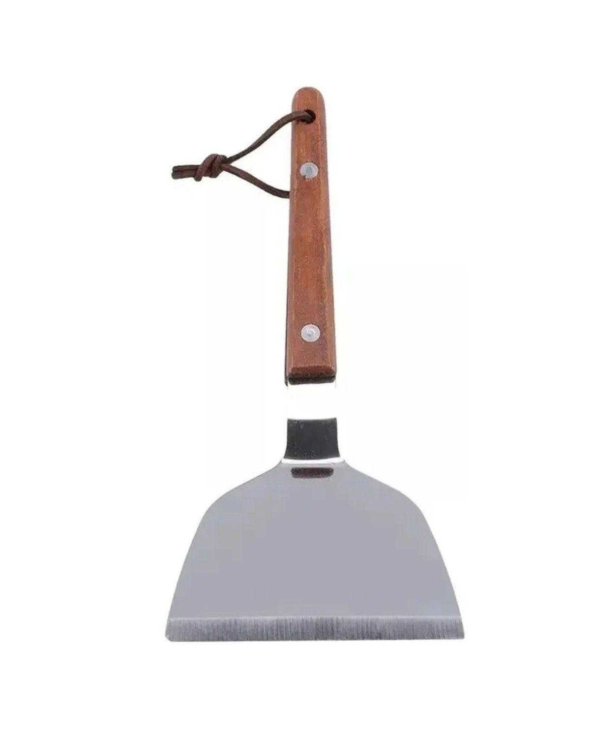 Espátula Churrasquera Acero Inoxidable Mango Madera 27x12.5cm-0