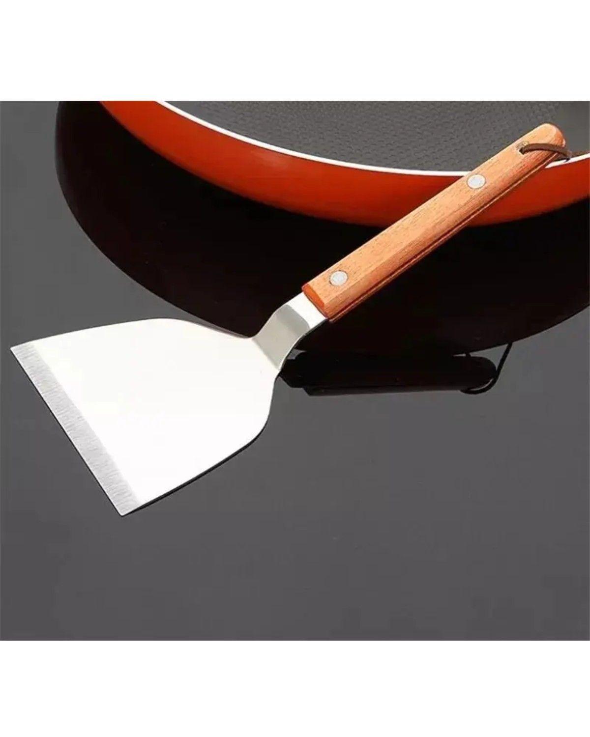 Espátula Churrasquera Acero Inoxidable Mango Madera 27x12.5cm-3