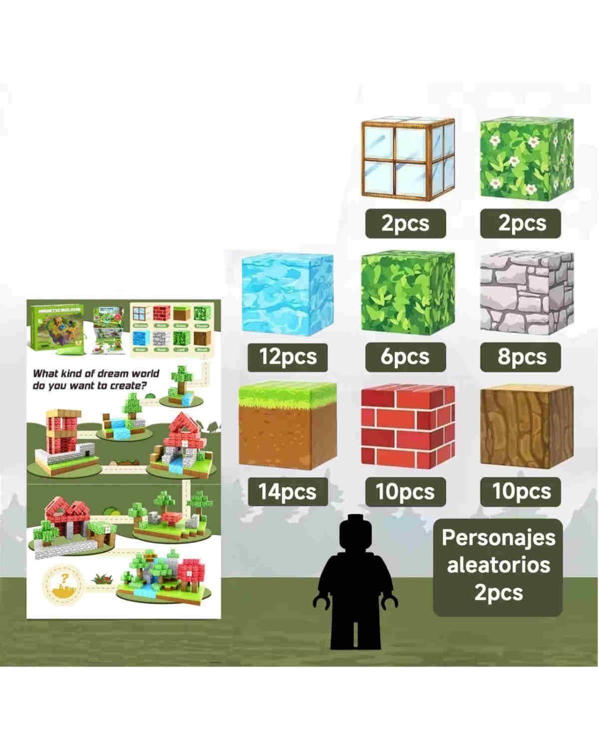 Juguete Bloques Magnétticos Minecraft 64pcs -2