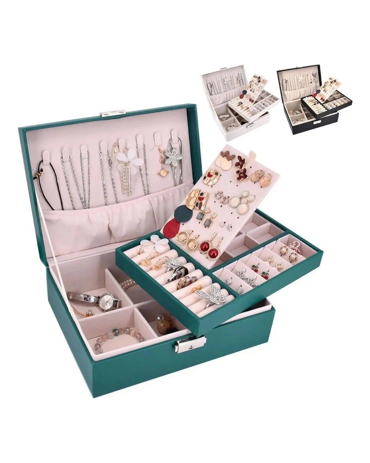 Maletin Joyero, Organizador De Joyas Color Verde-0