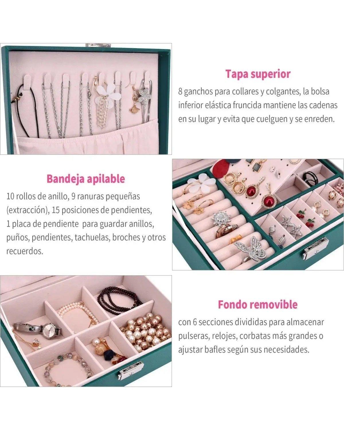 Maletin Joyero, Organizador De Joyas Color Verde-2