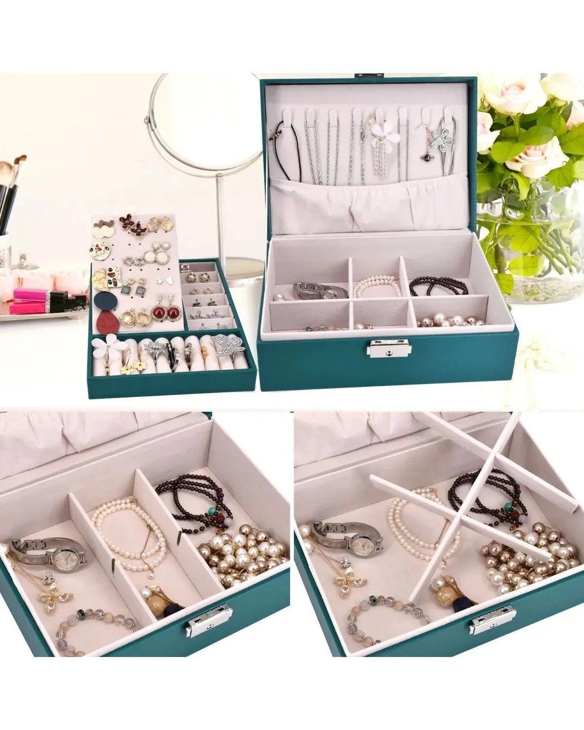 Maletin Joyero, Organizador De Joyas Color Verde-4