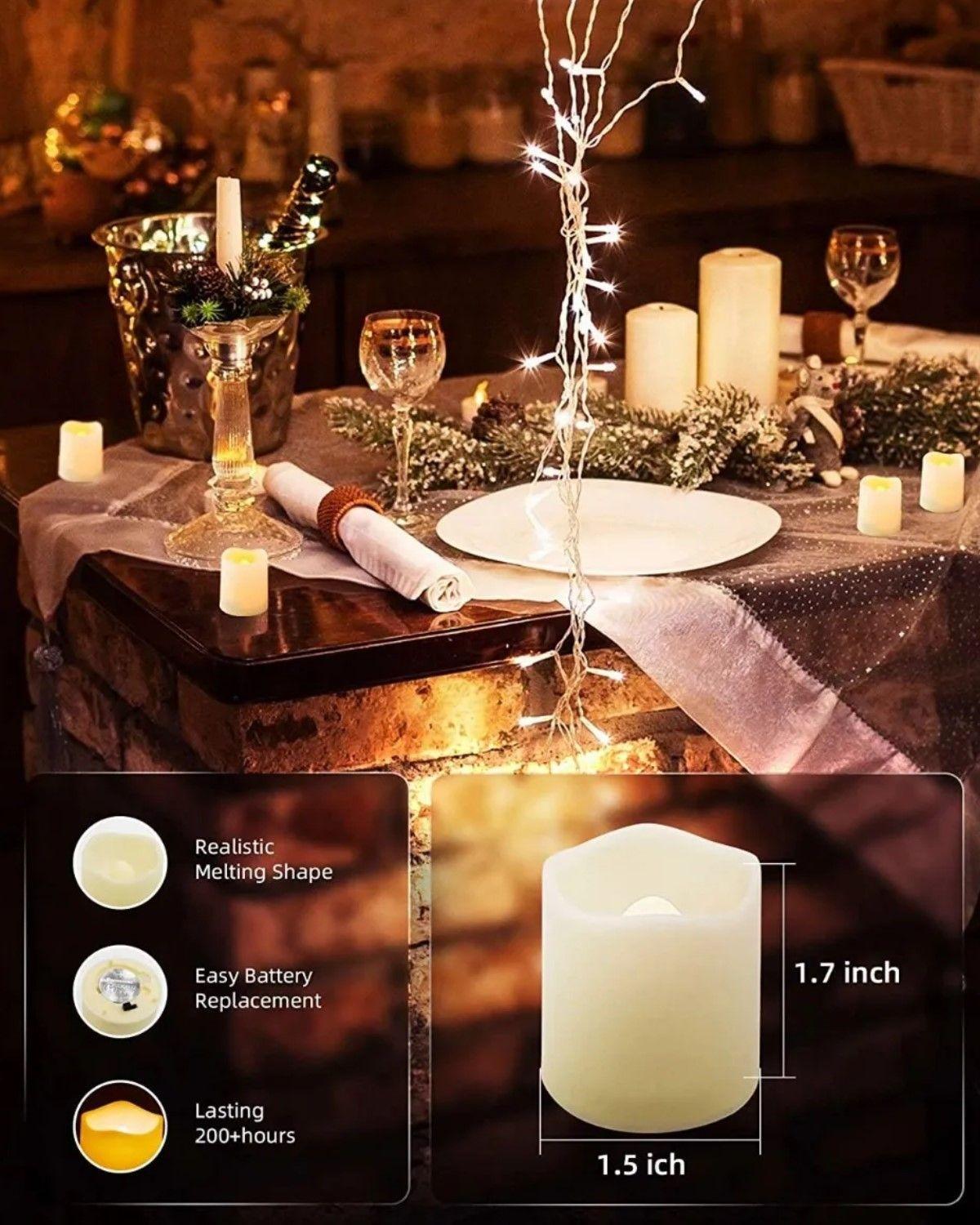 Pack 24 Velas Led Con Efecto Llama Porta Frascos Decorativas-3