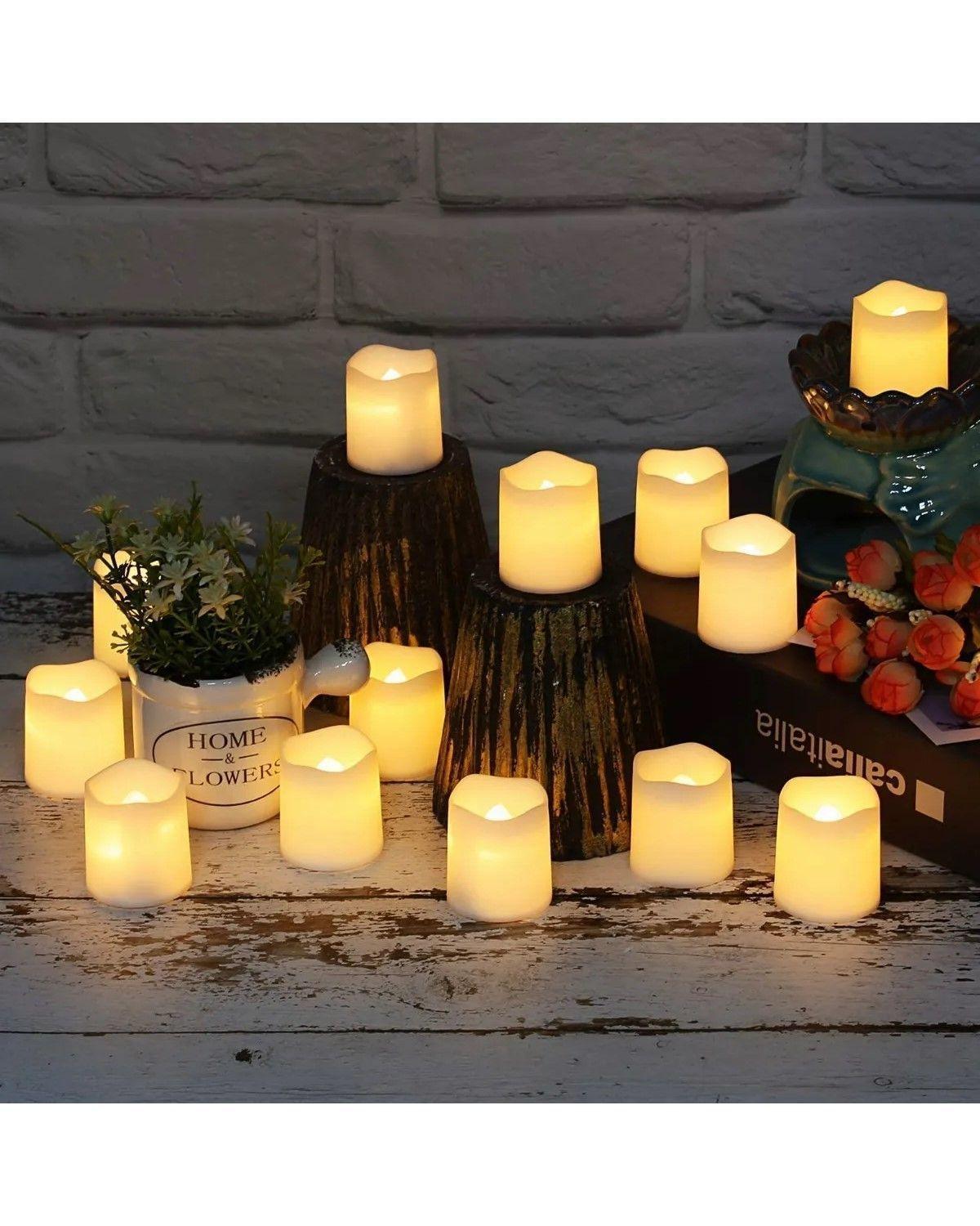 Pack 24 Velas Led Con Efecto Llama Porta Frascos Decorativas-1