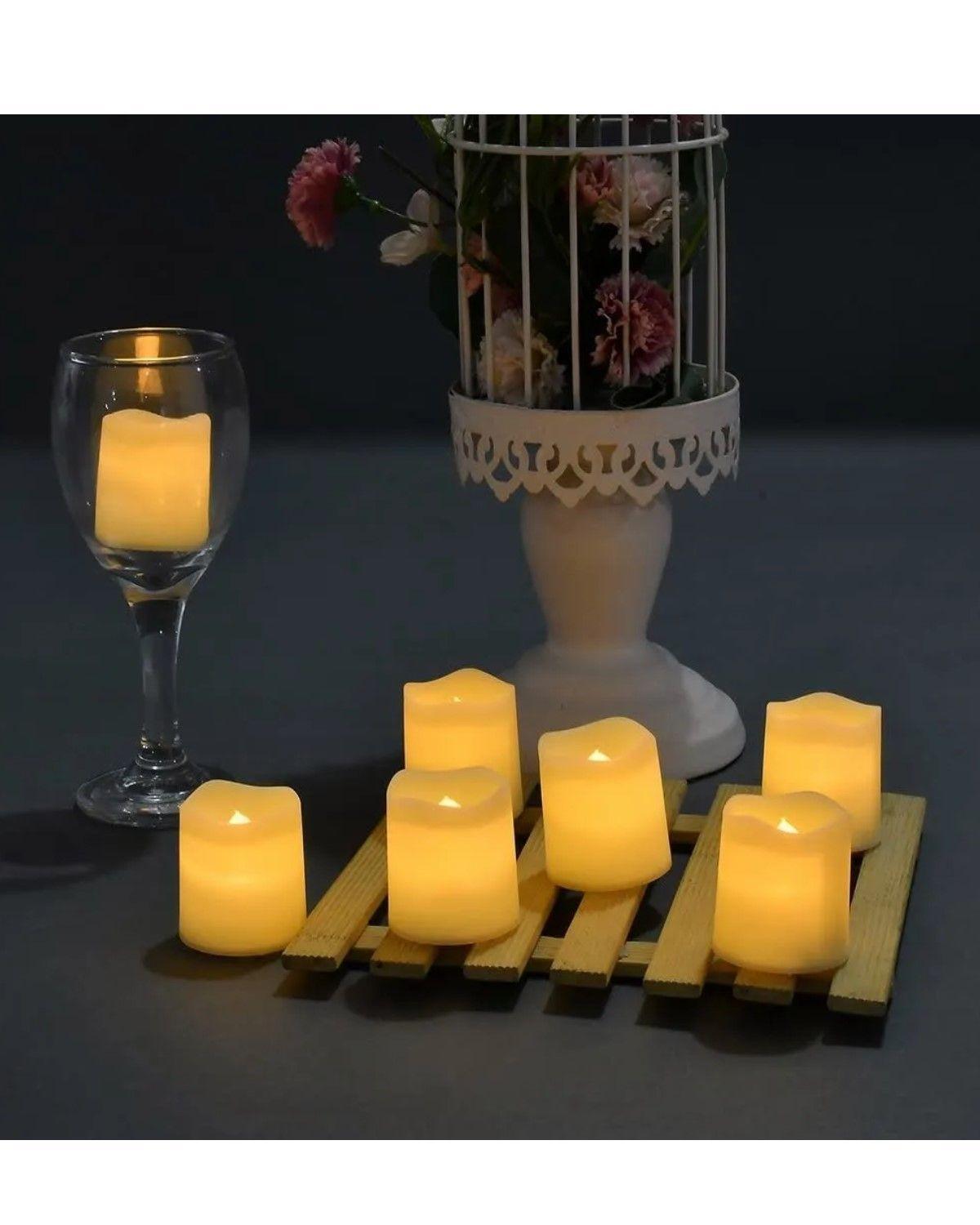 Pack 24 Velas Led Con Efecto Llama Porta Frascos Decorativas-2