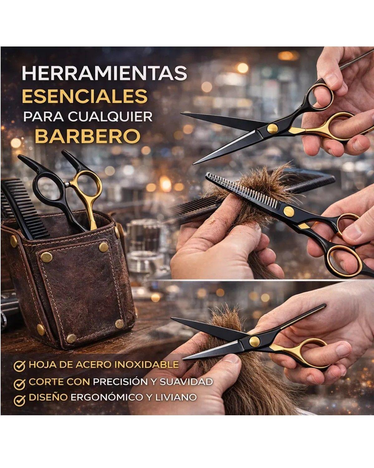 Kit De Tijera Recta Filo Navaja + Entresacadora Peluqueria-3