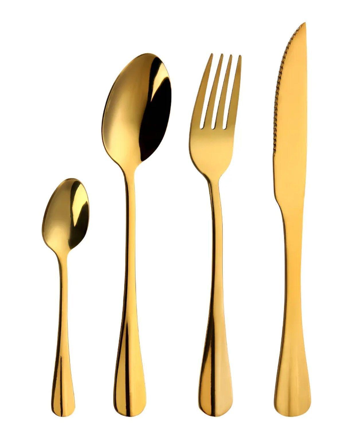 Set De Cubiertos X24 Piezas Capri Gold Color Dorado-0