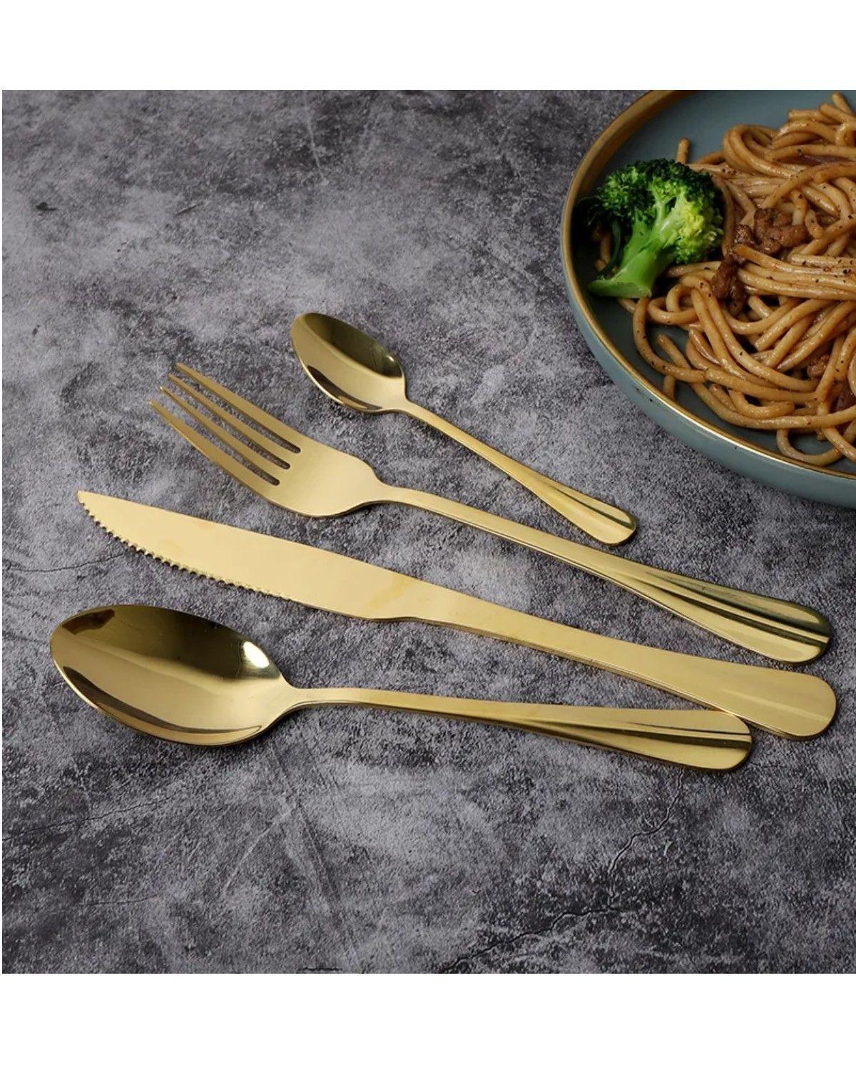 Set De Cubiertos X24 Piezas Capri Gold Color Dorado-1