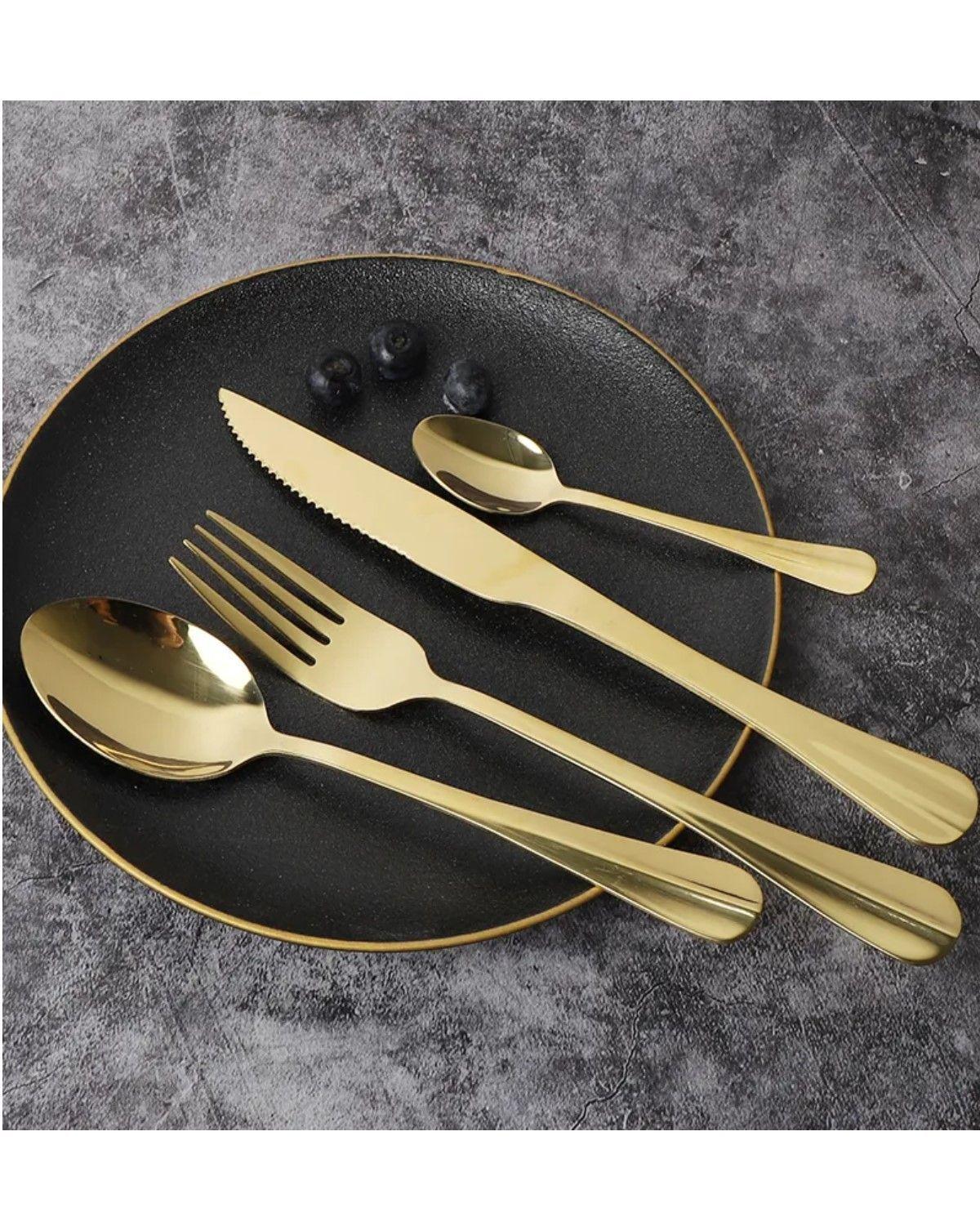 Set De Cubiertos X24 Piezas Capri Gold Color Dorado-2