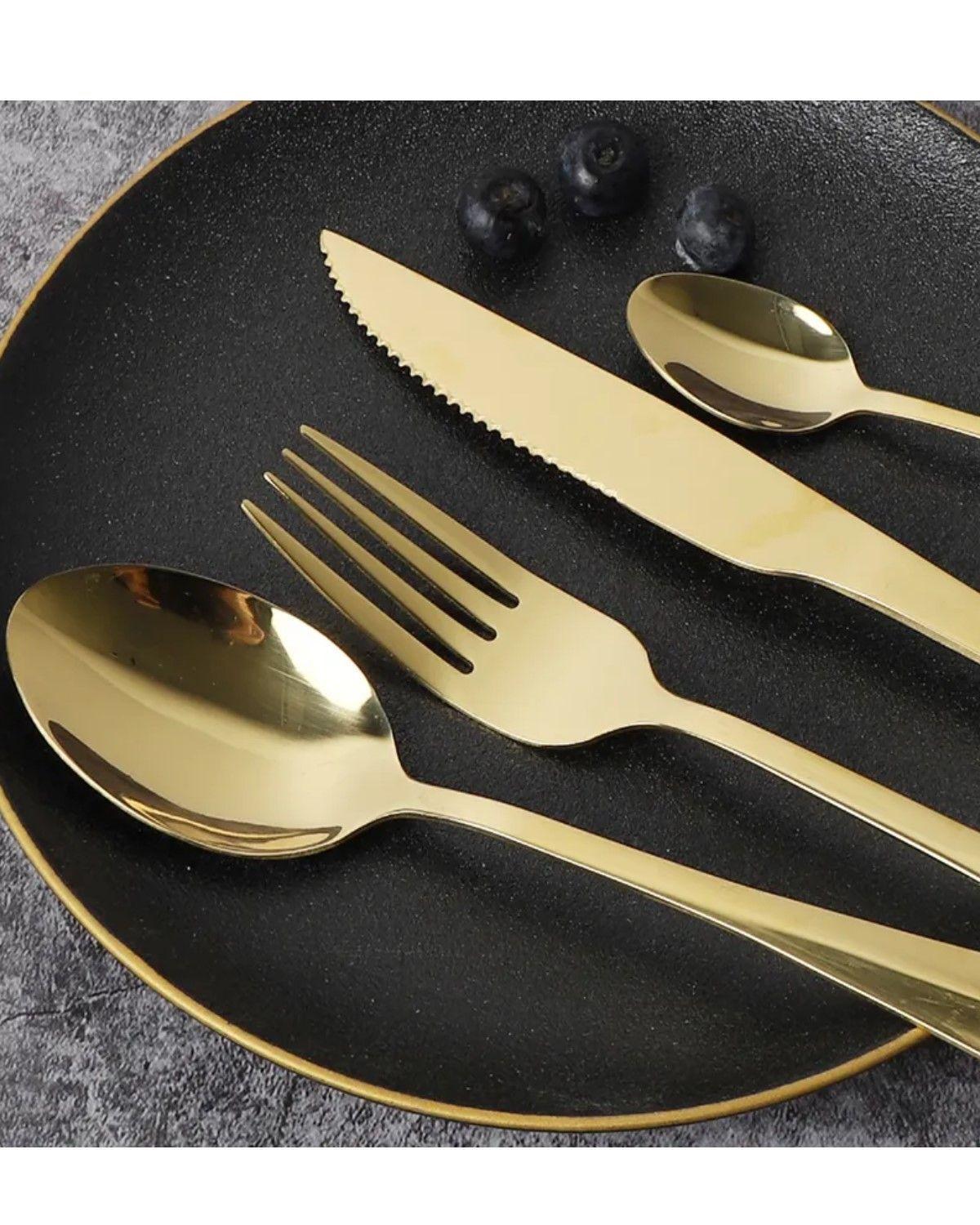 Set De Cubiertos X24 Piezas Capri Gold Color Dorado-3