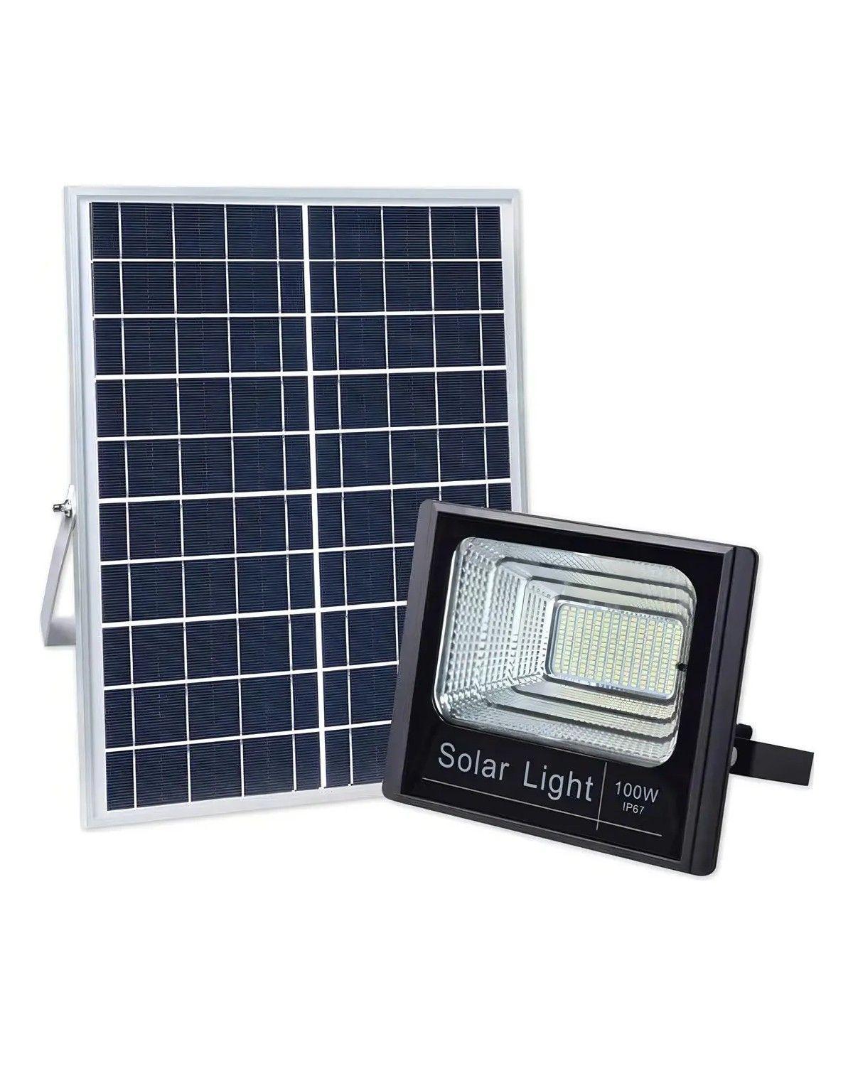 Foco Solar 500w Con Panel Solar Y Con Control Exteriores Color de la carcasa Negro-3