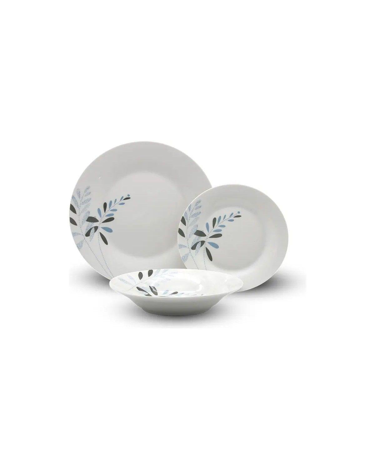 Juego de Almuerzo Roberta de Porcelana, Colección Allessia, con Diseño de Hojas y 18 Piezas-3
