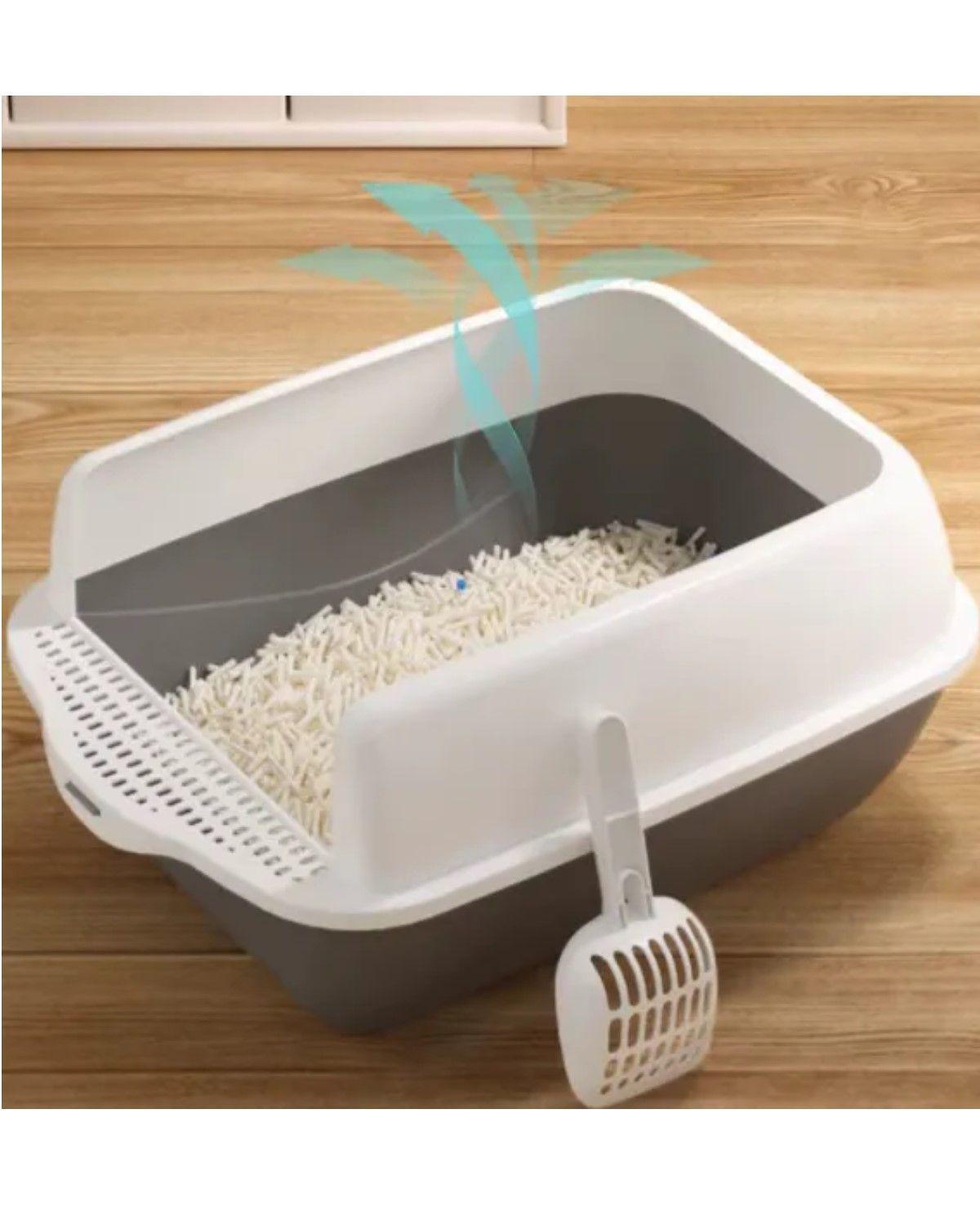 Arenero Caja Sanitaria Mediana Para Gatos Mascotas Gris-2