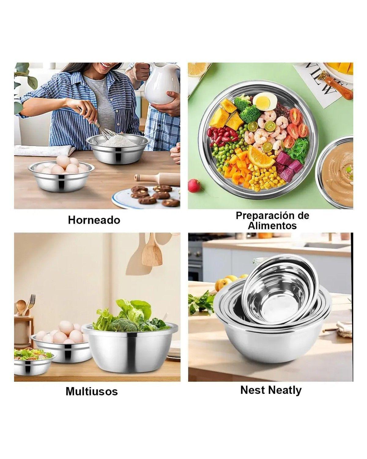 5pc Bowl Pocillo Acero Inoxidable Reposteria Cocina 20-26cm-2