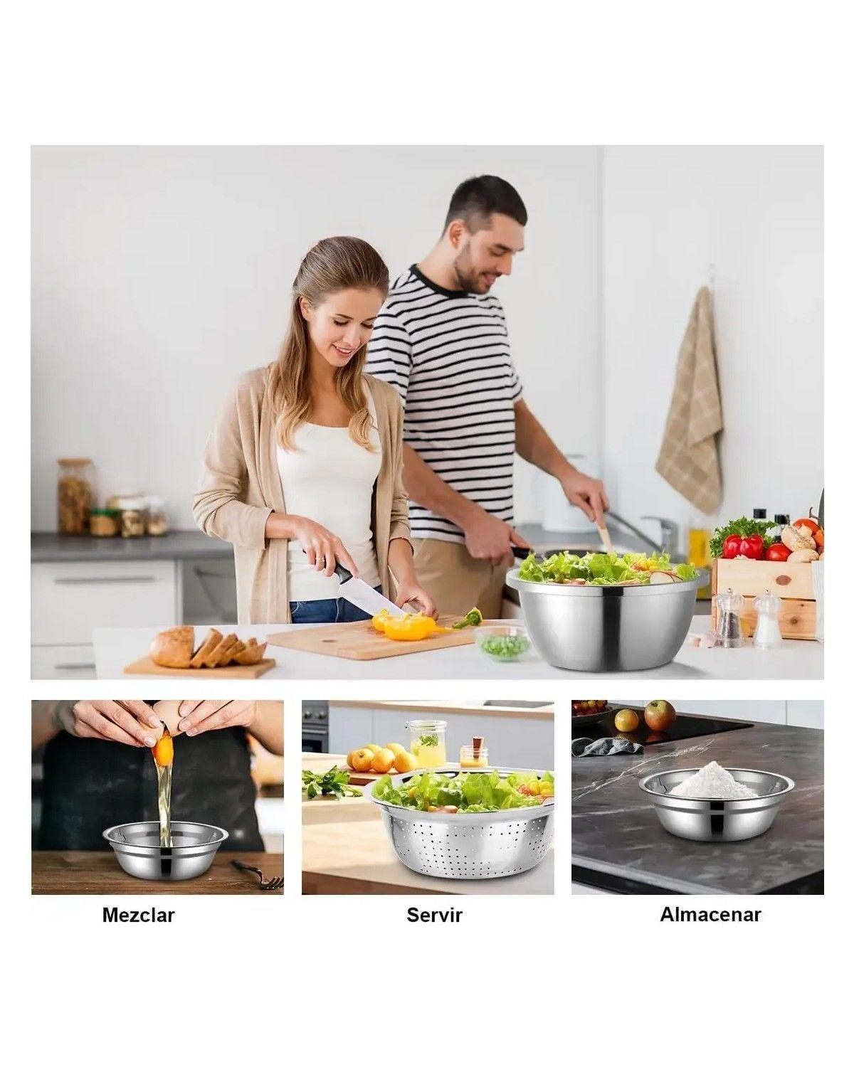 5pc Bowl Pocillo Acero Inoxidable Reposteria Cocina 20-26cm-4