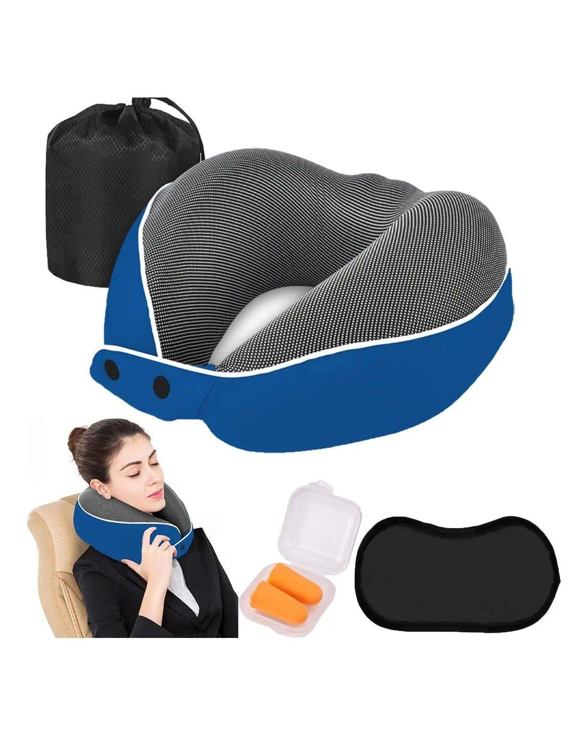 Almohada Cervical Viaje Azul Oscuro Espuma Viscoelástica Con Funda-1