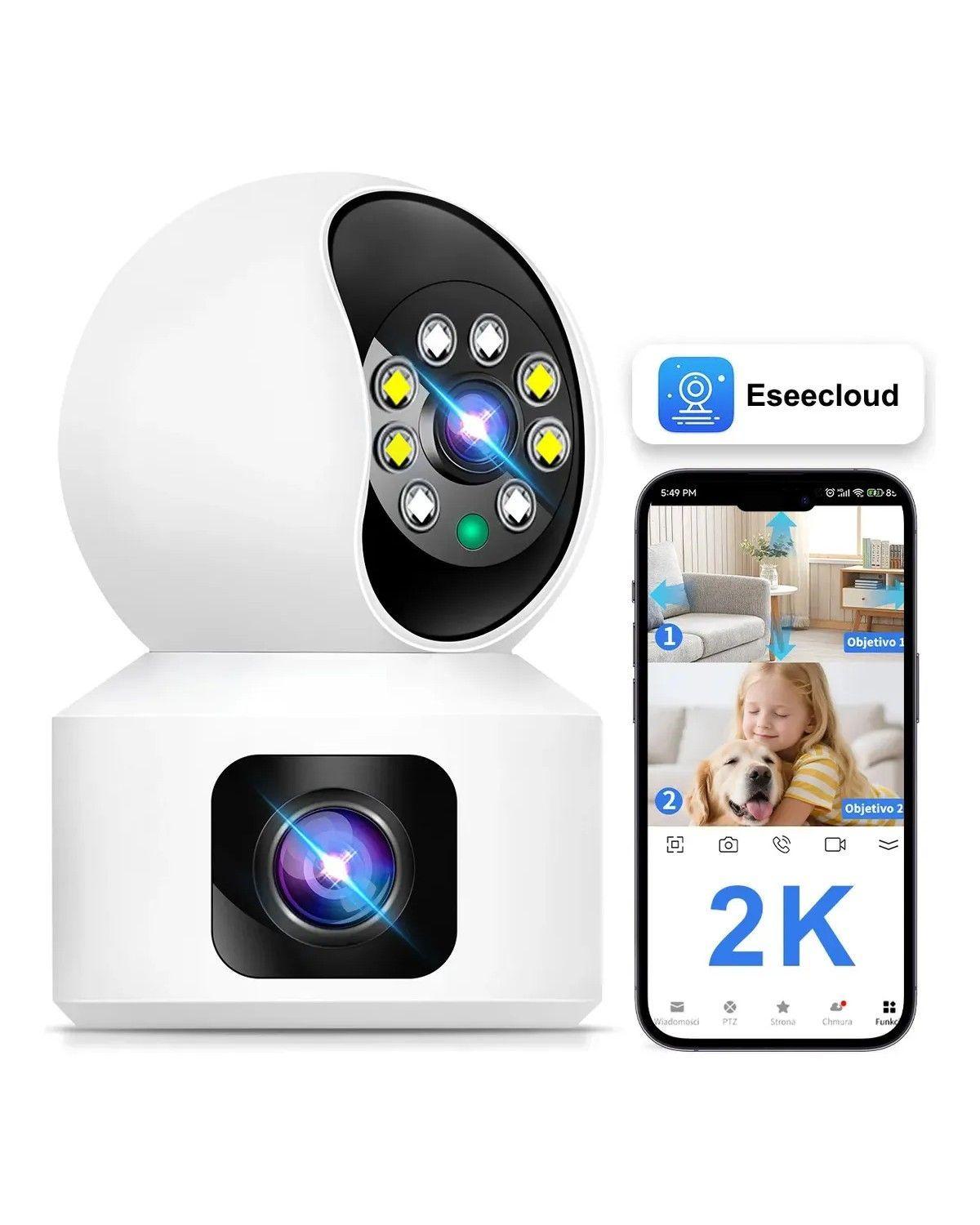 Cámara De Seguridad Doble Pantalla Wifi ip 360 Full Hd Con Alarma Color Blanco-0