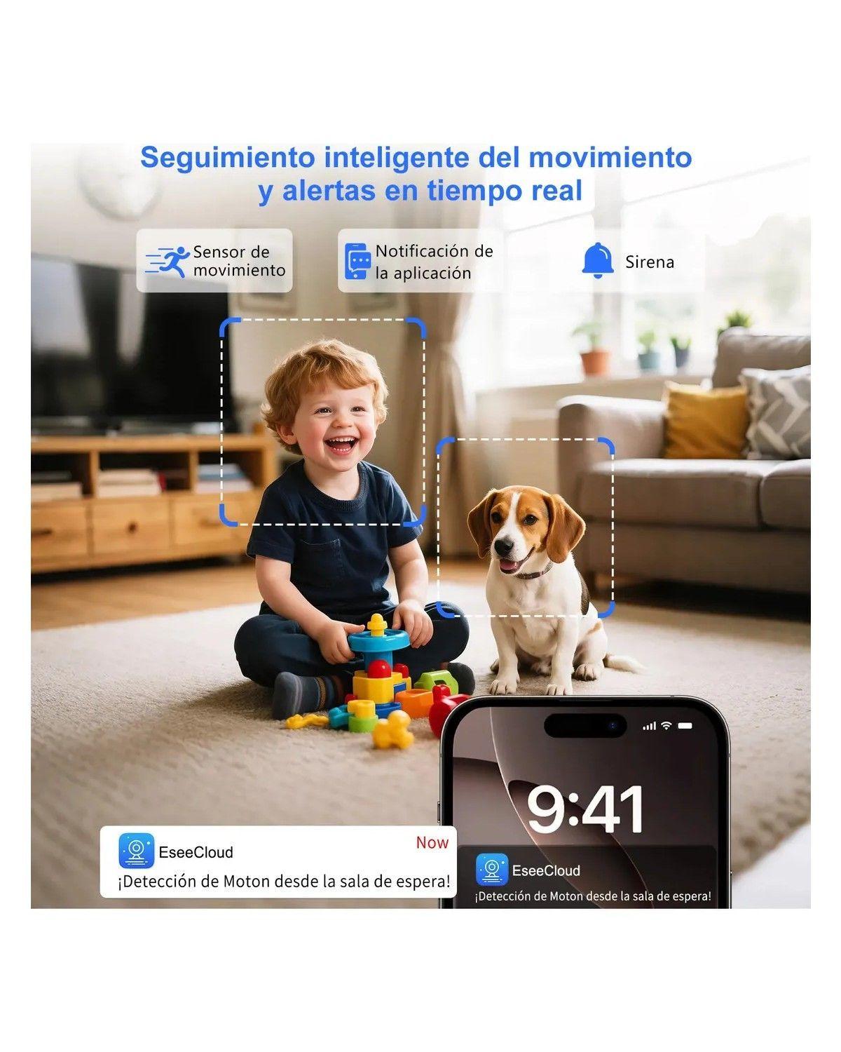 Cámara De Seguridad Doble Pantalla Wifi ip 360 Full Hd Con Alarma Color Blanco-2
