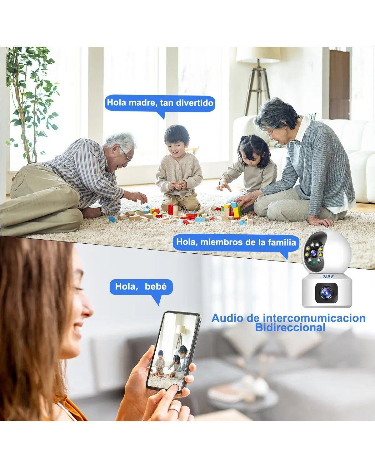 Cámara De Seguridad Doble Pantalla Wifi ip 360 Full Hd Con Alarma Color Blanco-3