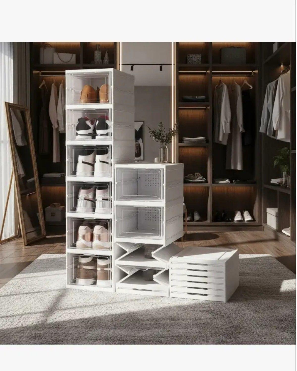 Zapatera Plegable 6 Niveles Organizador Plástico ABS Blanco-3