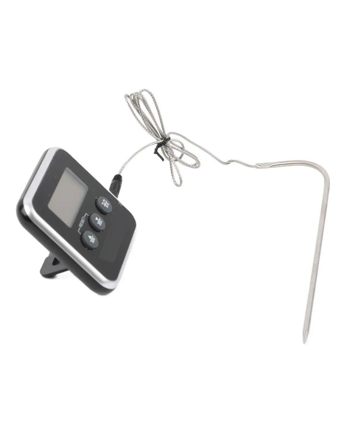 Termómetro Timer Digital Carne Cocina Parrilla Horno Color Negro-0