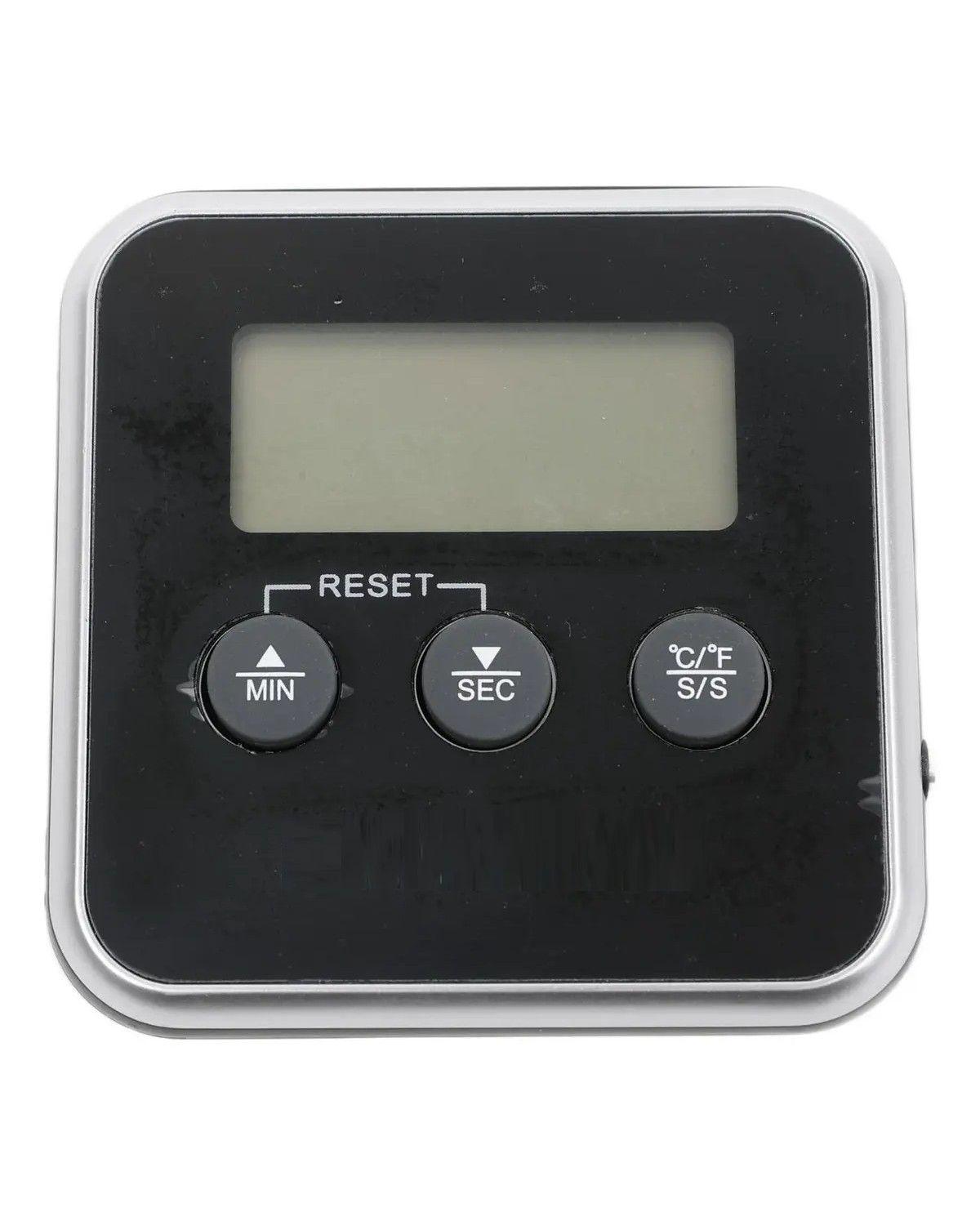 Termómetro Timer Digital Carne Cocina Parrilla Horno Color Negro-2