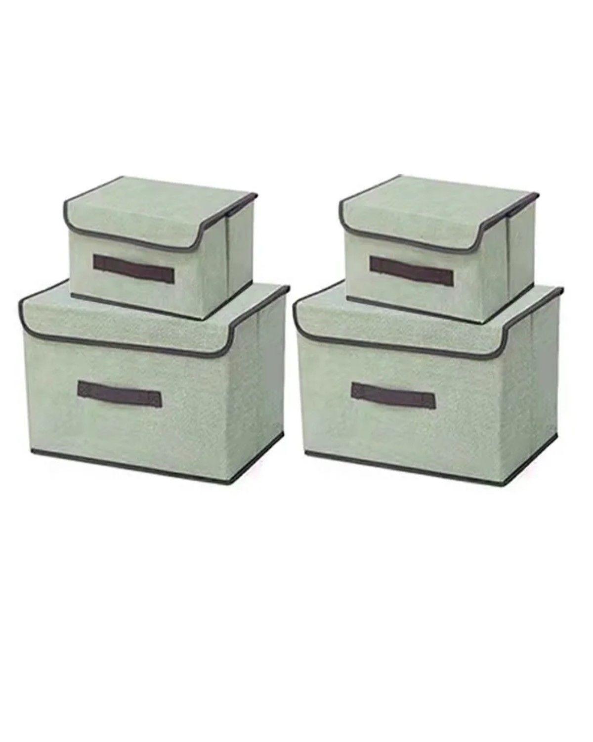 4 Unidades Cajas Organizadoras De Tela Plegables Con Tapas-0