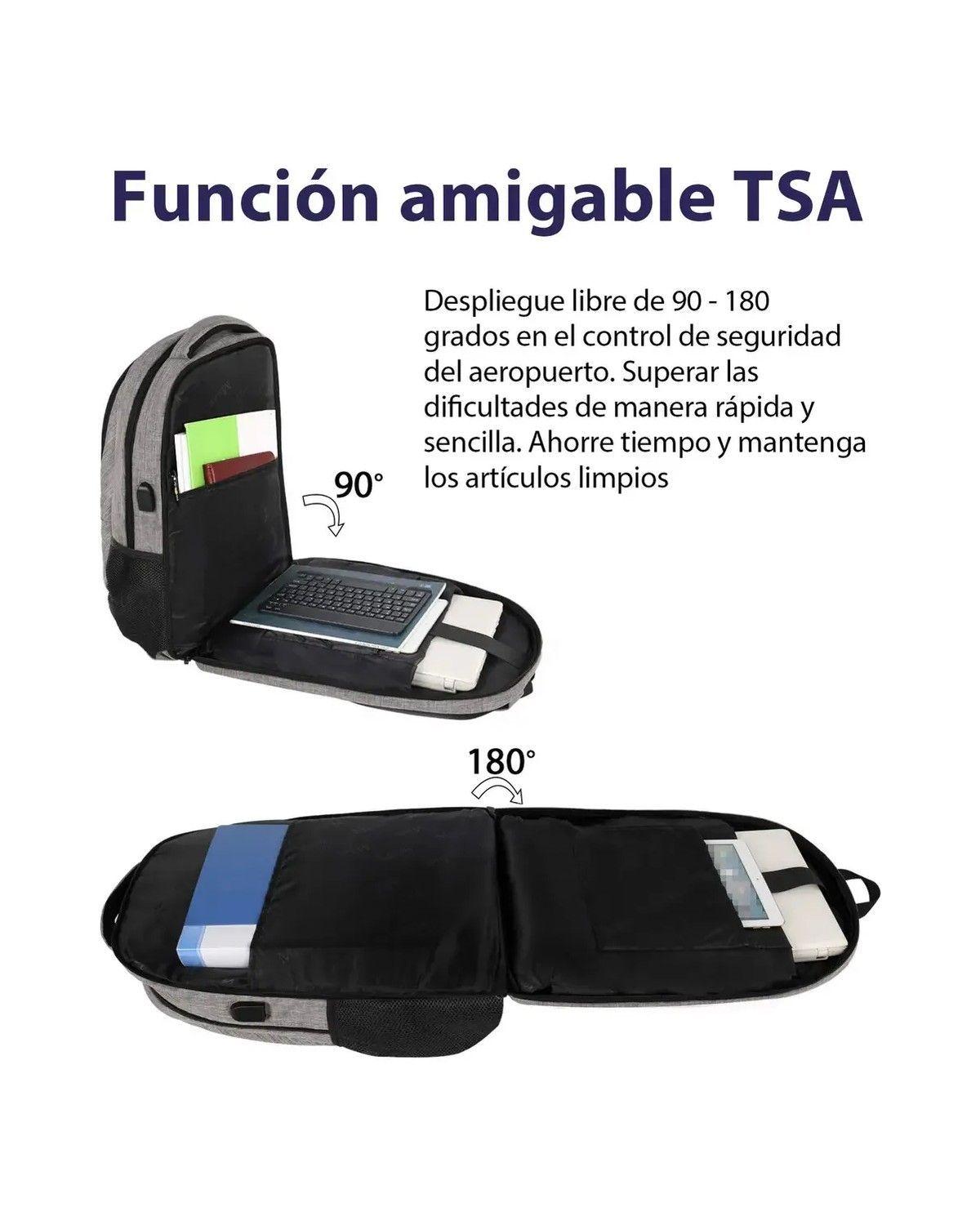 Mochila1035 Gris 30L Antirrobo e Impermeable Para Notebook 17 Pulgadas Con Puerto USB-2