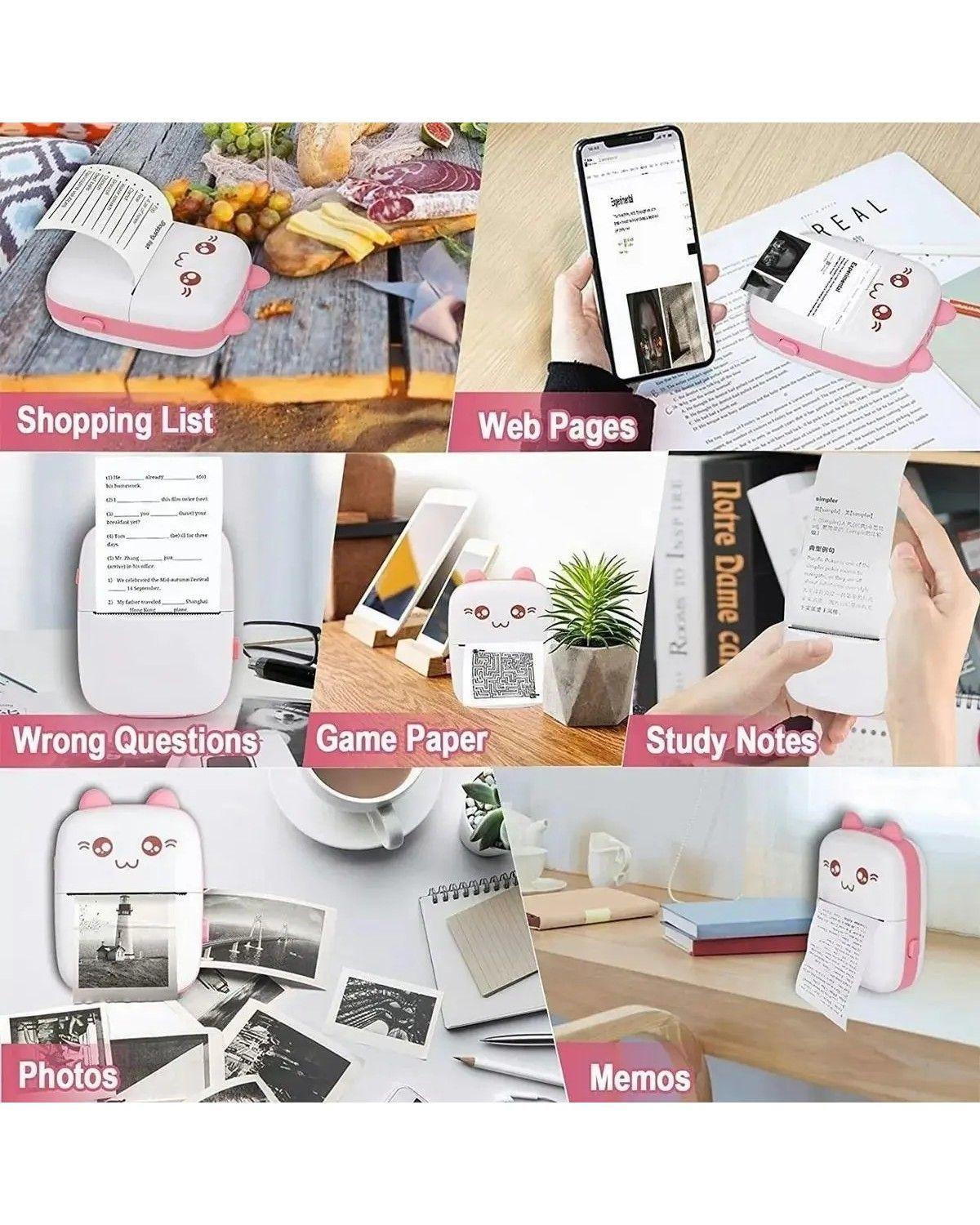 Mini Impresora Térmica Gatita Bluetooth 200 Dpi 11 Rollos-3