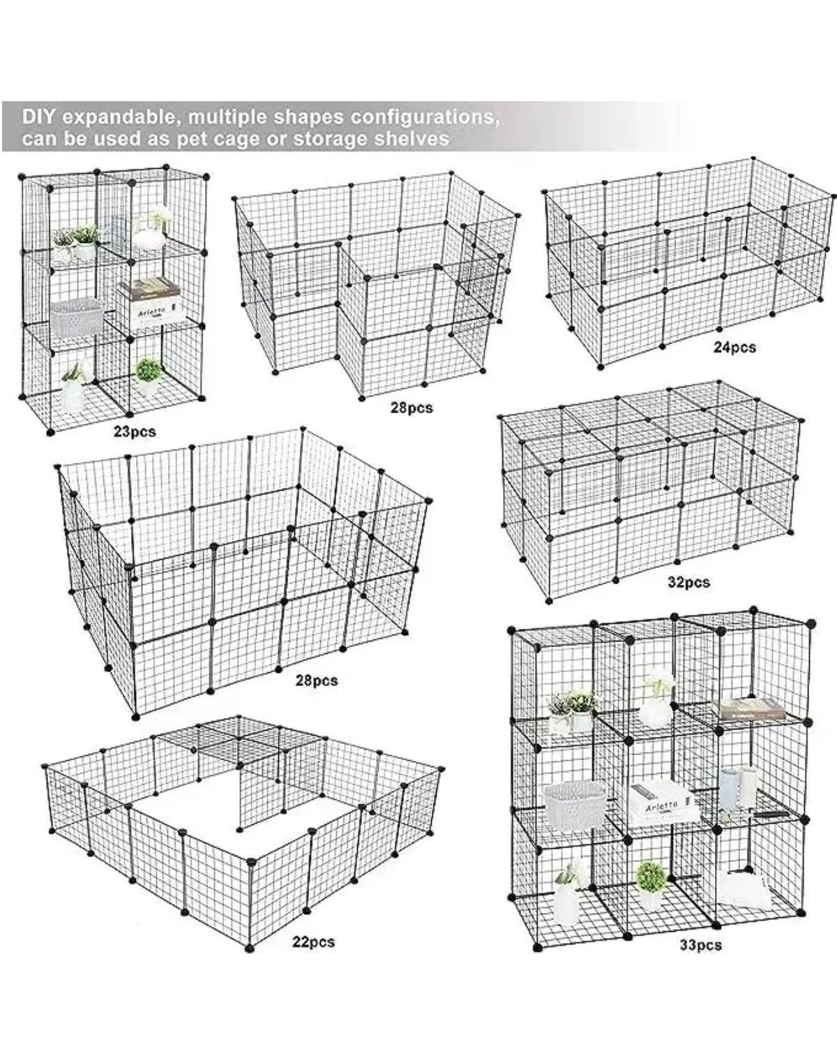 Multifuncional Metal Corral Para Mascotas Desmontable 36pzs Negro-3