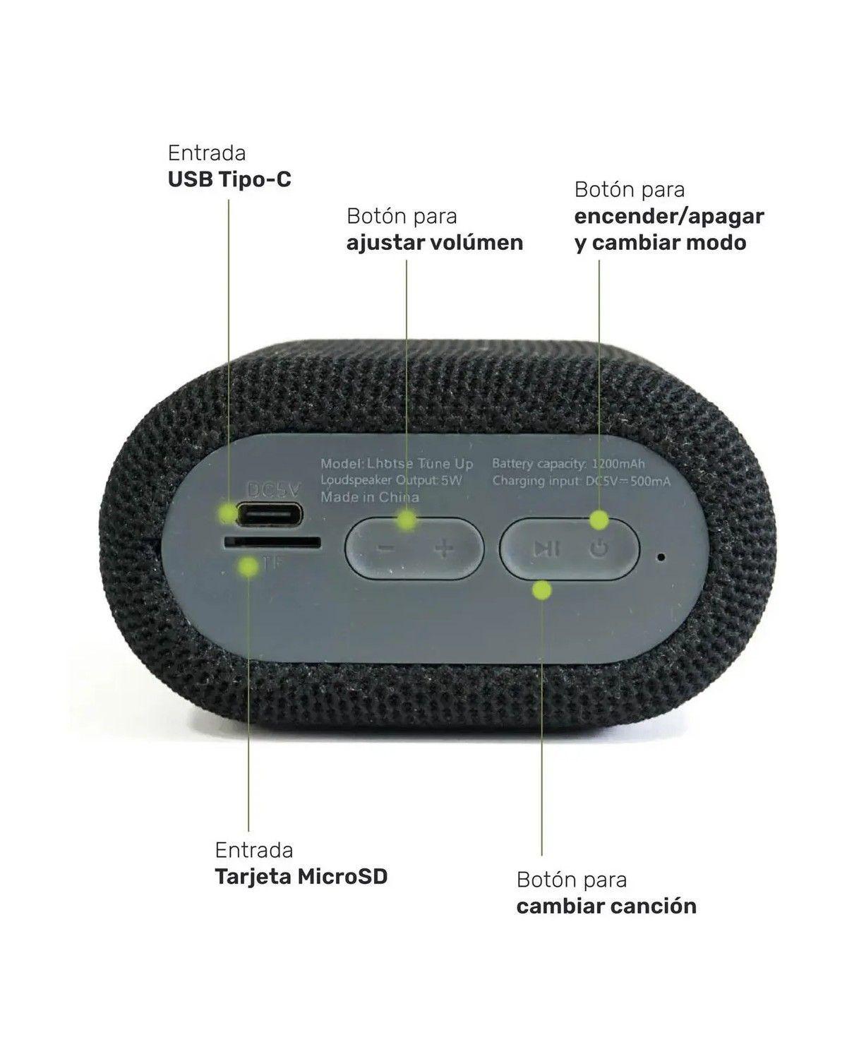 Parlante Portatil Bluetooth Tune Up Negro-2
