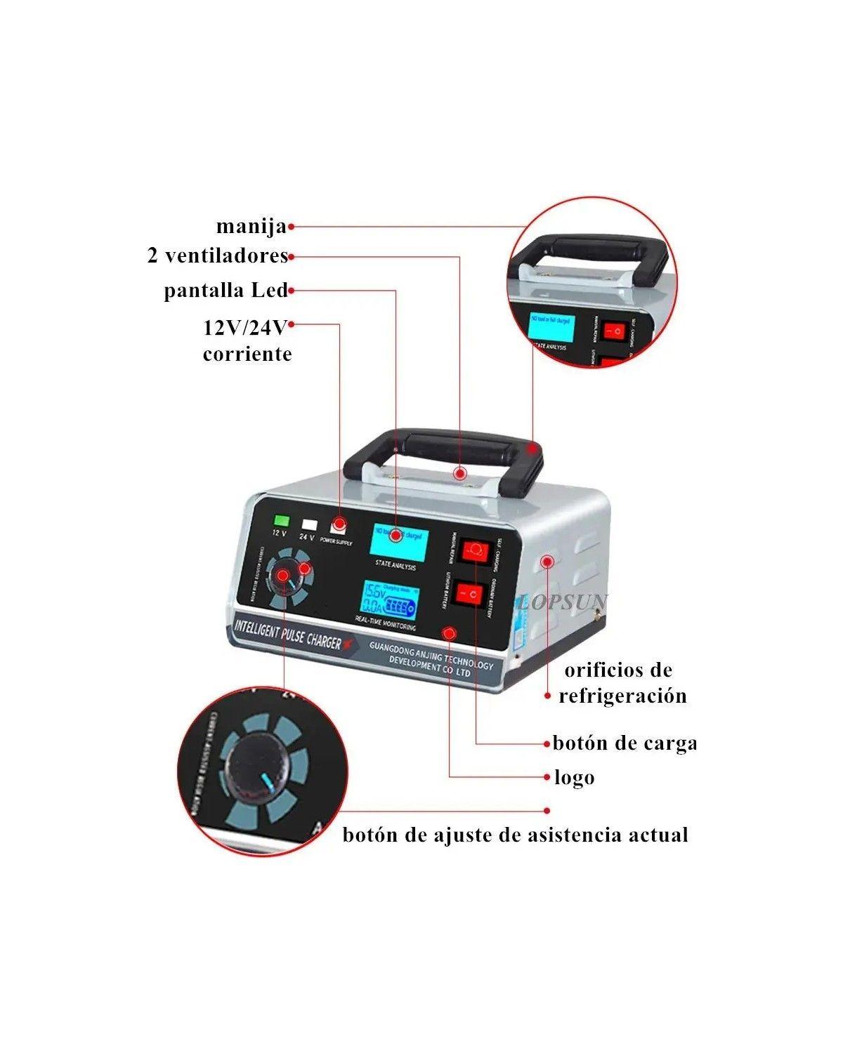 Cargador De Batería Auto Camión Barco Moto Smart 12/24v 400w-1