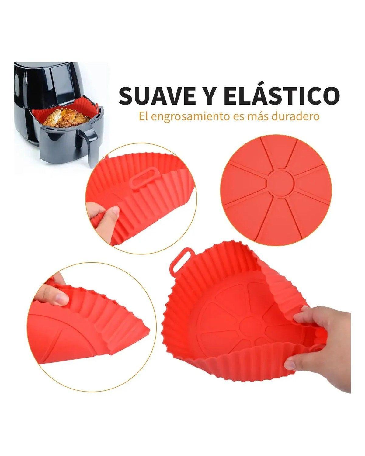 Bandeja Silicona Para Freidora Aire Reutilizable Roja Pack 3-2