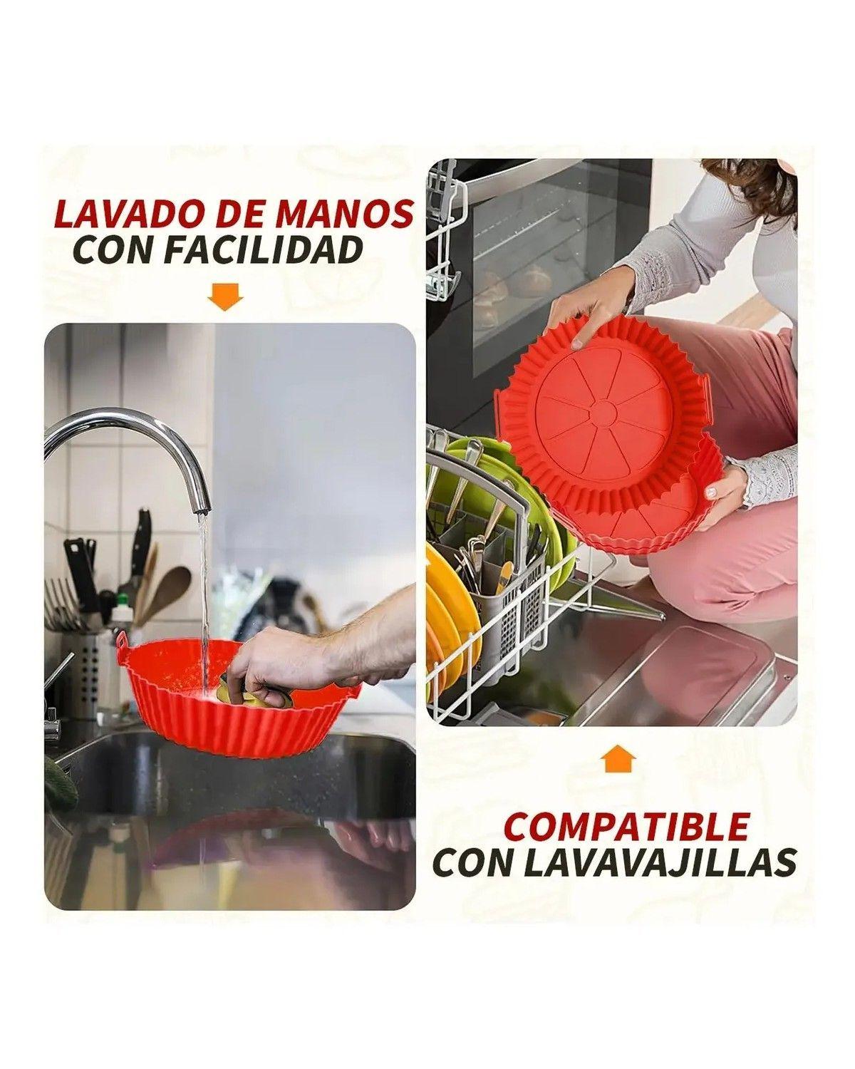 Bandeja Silicona Para Freidora Aire Reutilizable Roja Pack 3-4