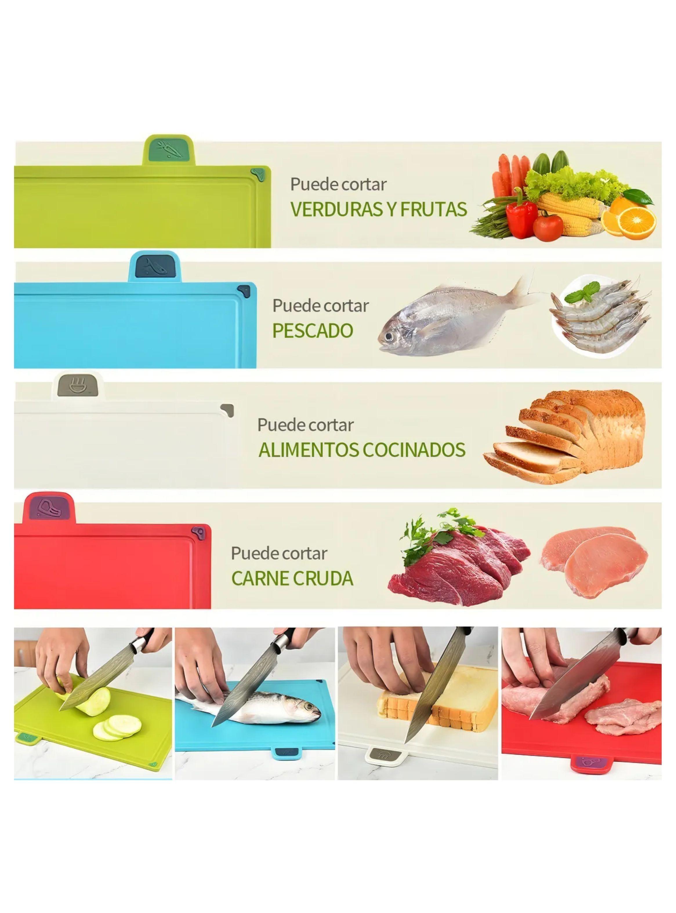 Tablas de picar con pestañas para cocina 4 unidades multicolor-4
