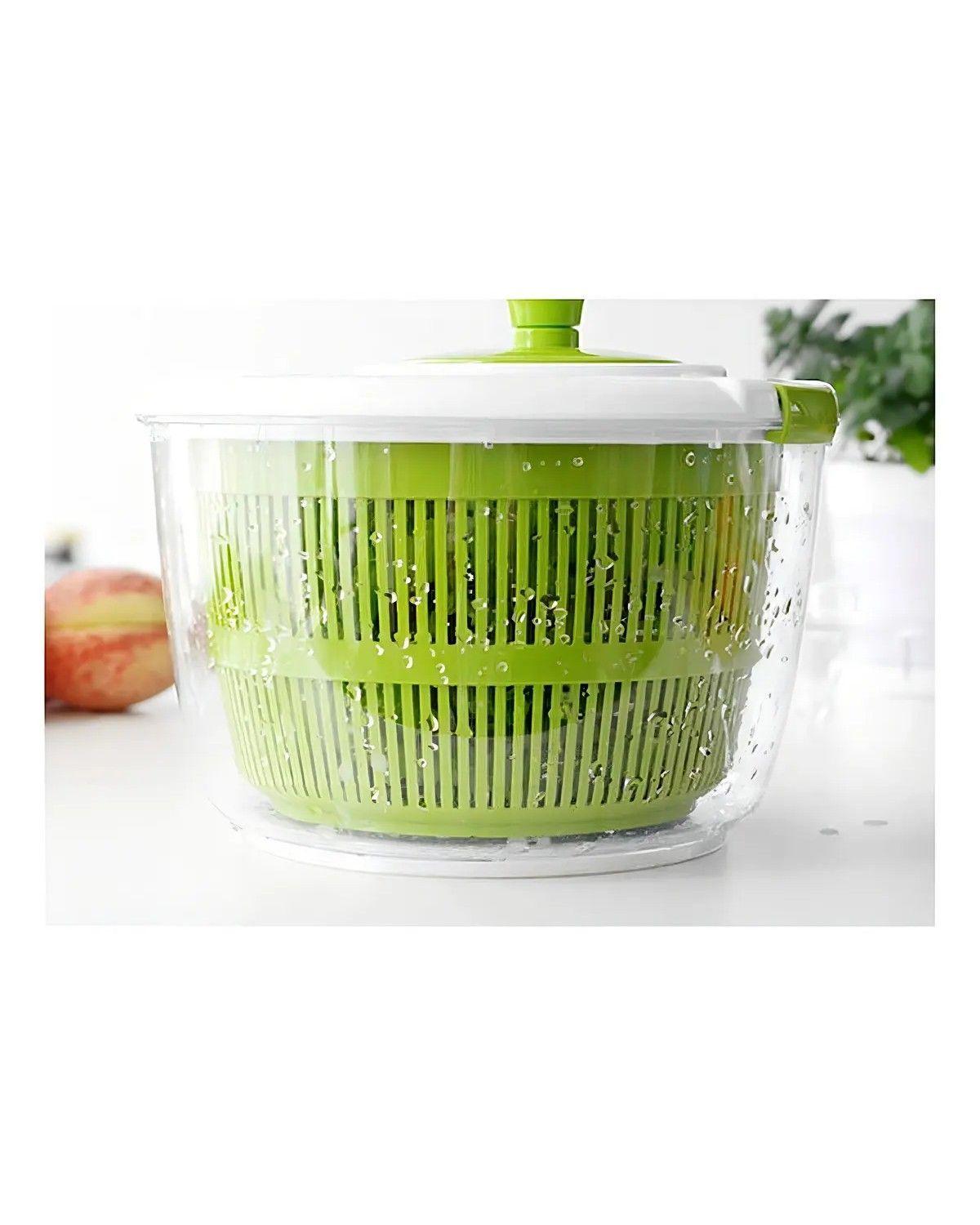 Centrifugador Secadora De Lechuga Escurridor De Verduras Color Blanco/Verde-2