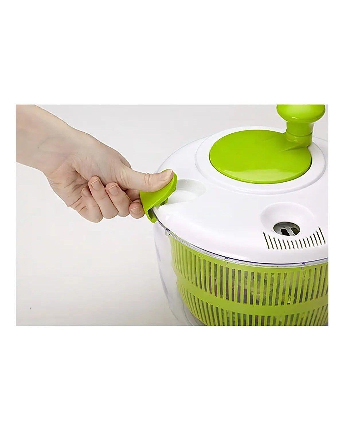 Centrifugador Secadora De Lechuga Escurridor De Verduras Color Blanco/Verde-3