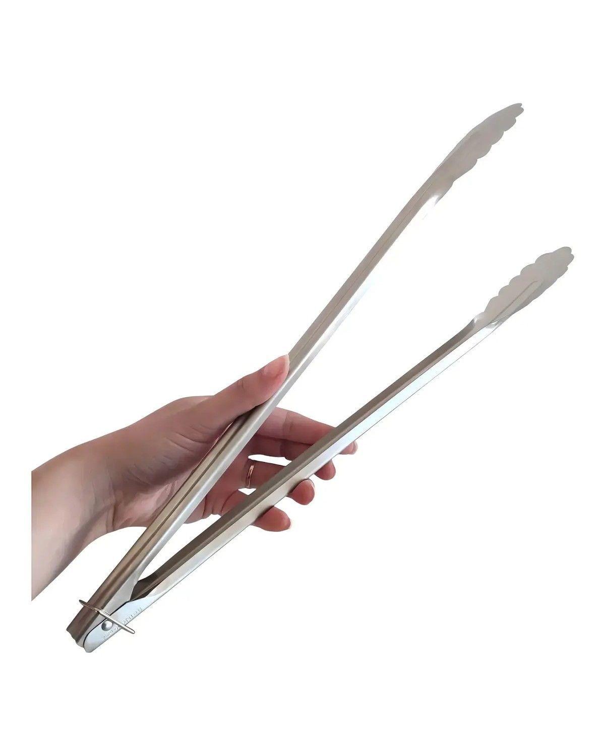Pinzas Para Parrilla Profesional Acero Inoxidable 40cm 250gr Cocina Quincho Horno Freir Saltear-0