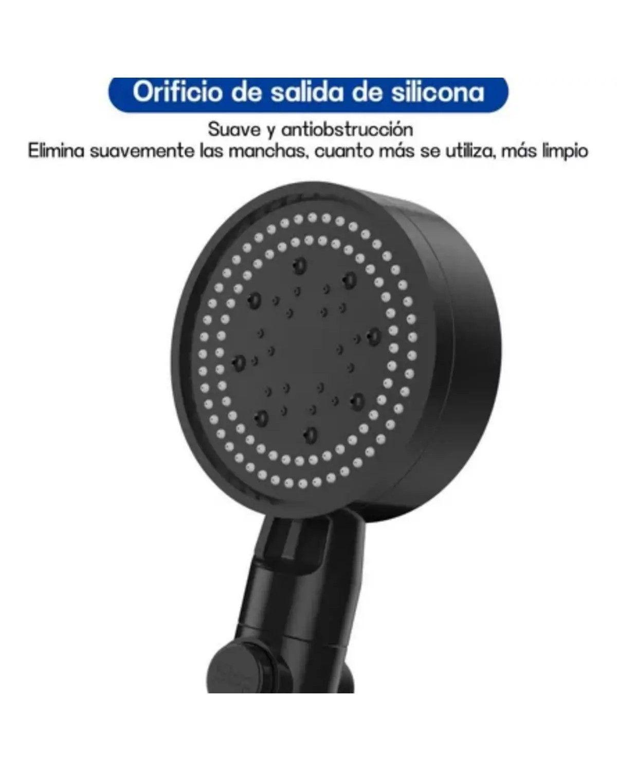 Kit Ducha Teléfono Negra Flexible 1.5m Soporte Cromado-2