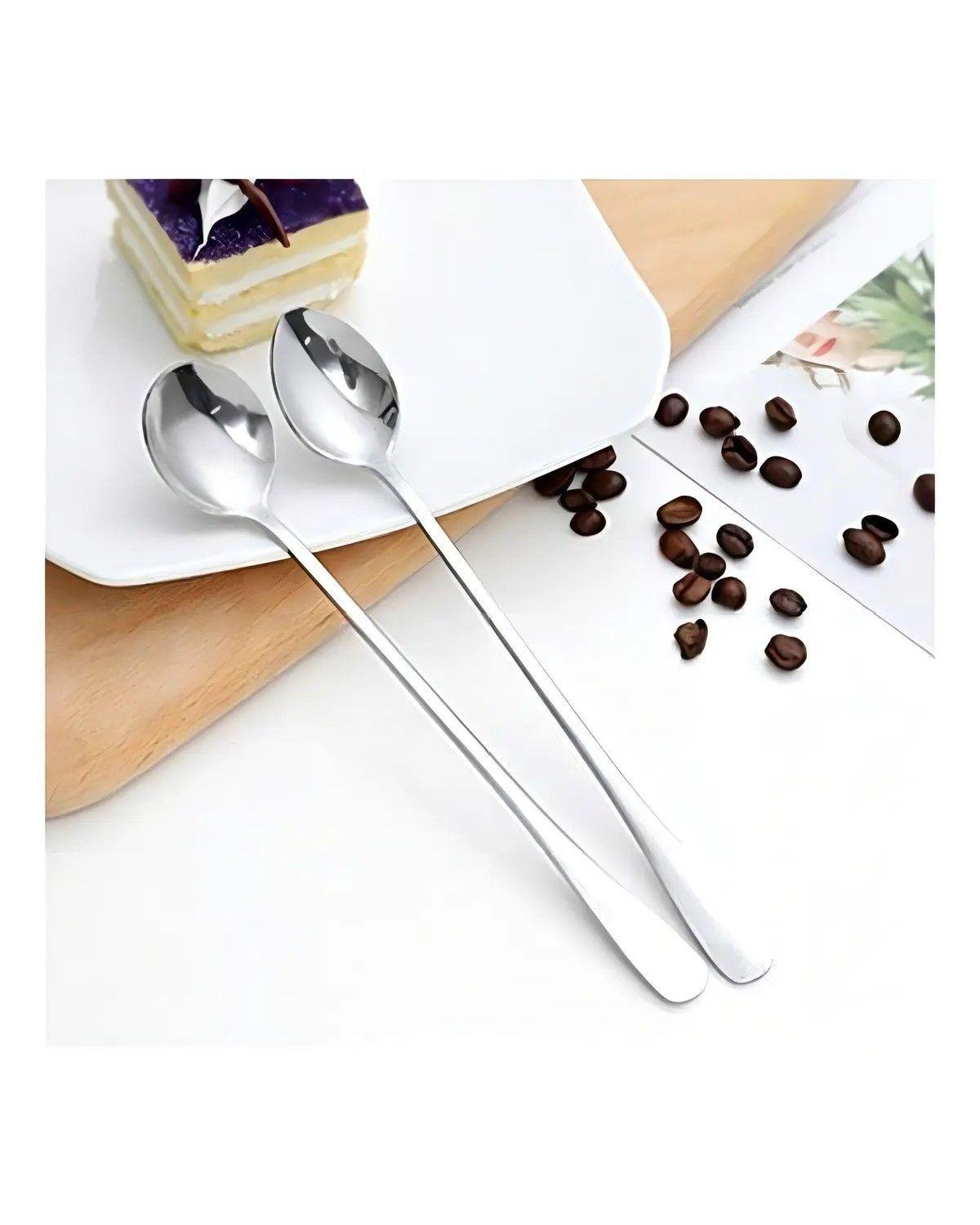 Pack 6 Cucharas Postre Helado Para Batir 20cm Acero Inox. Mango Plateado-3