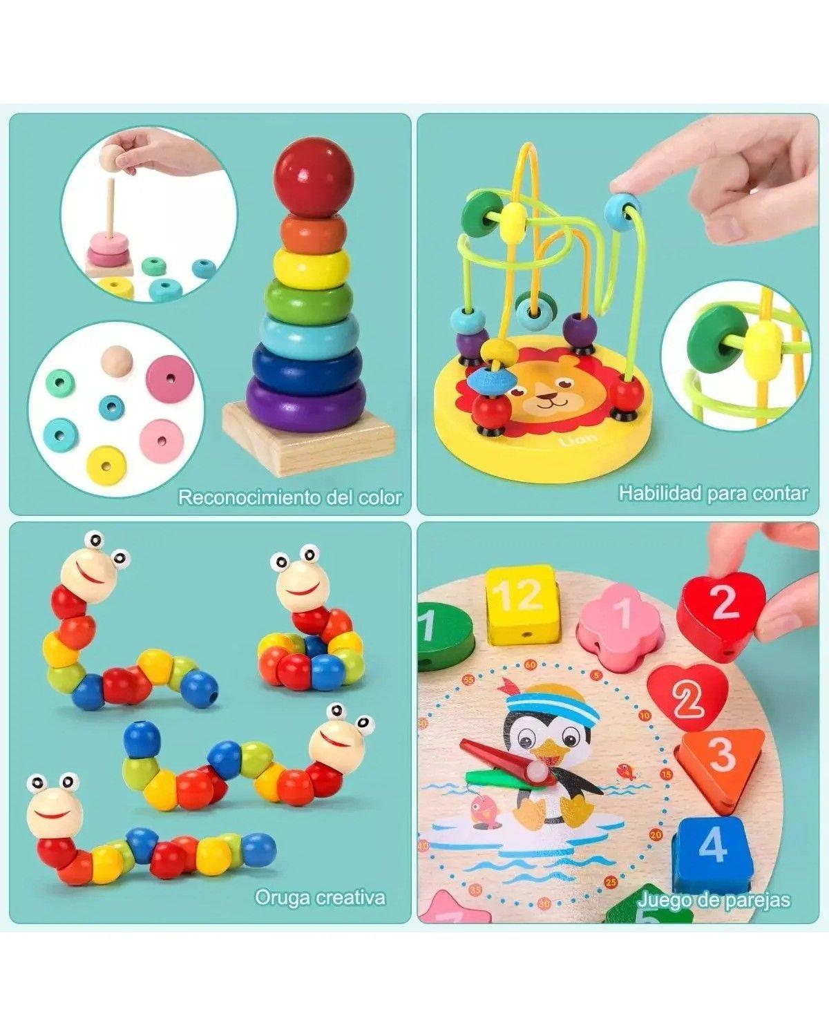 Pack 6 Juguetes Didácticos De Madera Para Niños Montessori-3