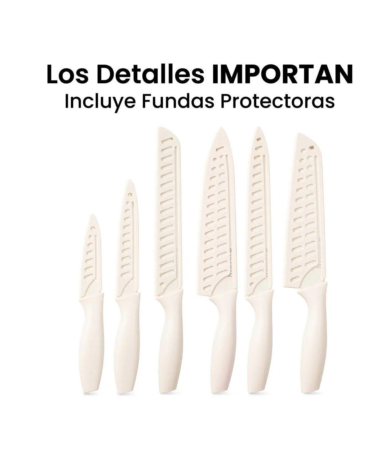 Set Cuchillos 12 Piezas Cocina Acero Color Crema-2